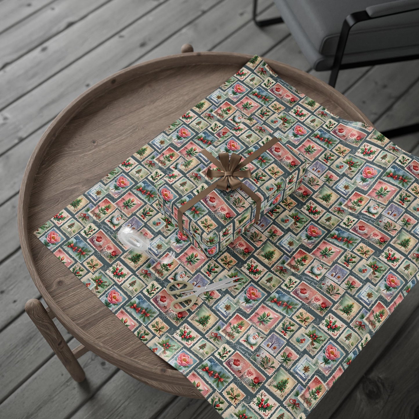 First - Class Festive – Vintage Holiday Stamps Wrapping Paper