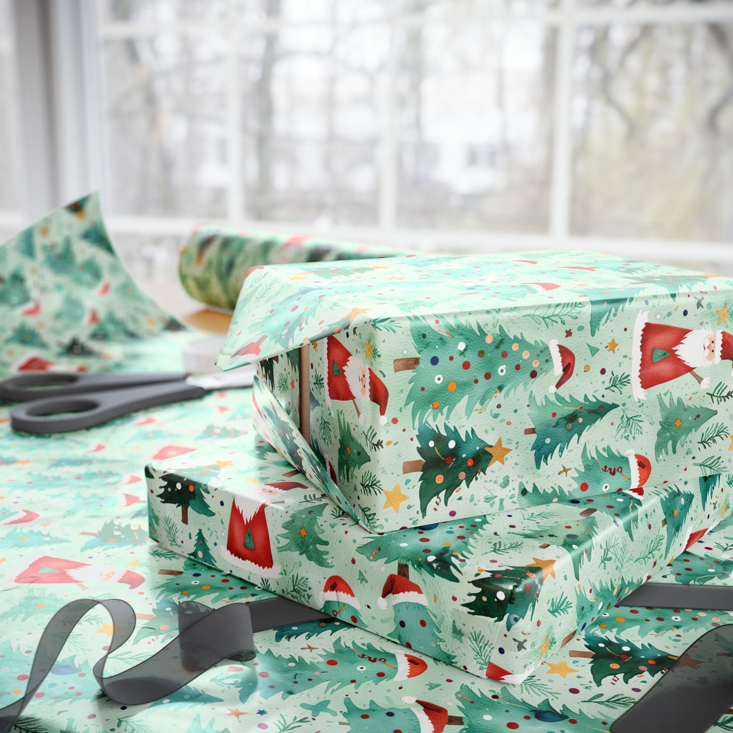Tree - mendously Jolly – Santa & Spruce Holiday Wrapping Paper