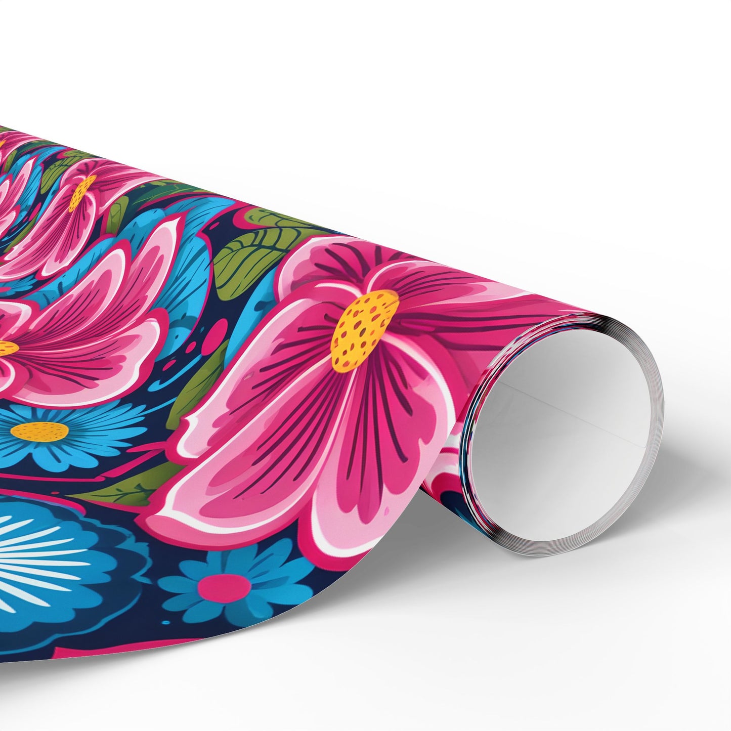 Colorful Pink & Aqua Flower Pattern Gift Wrap