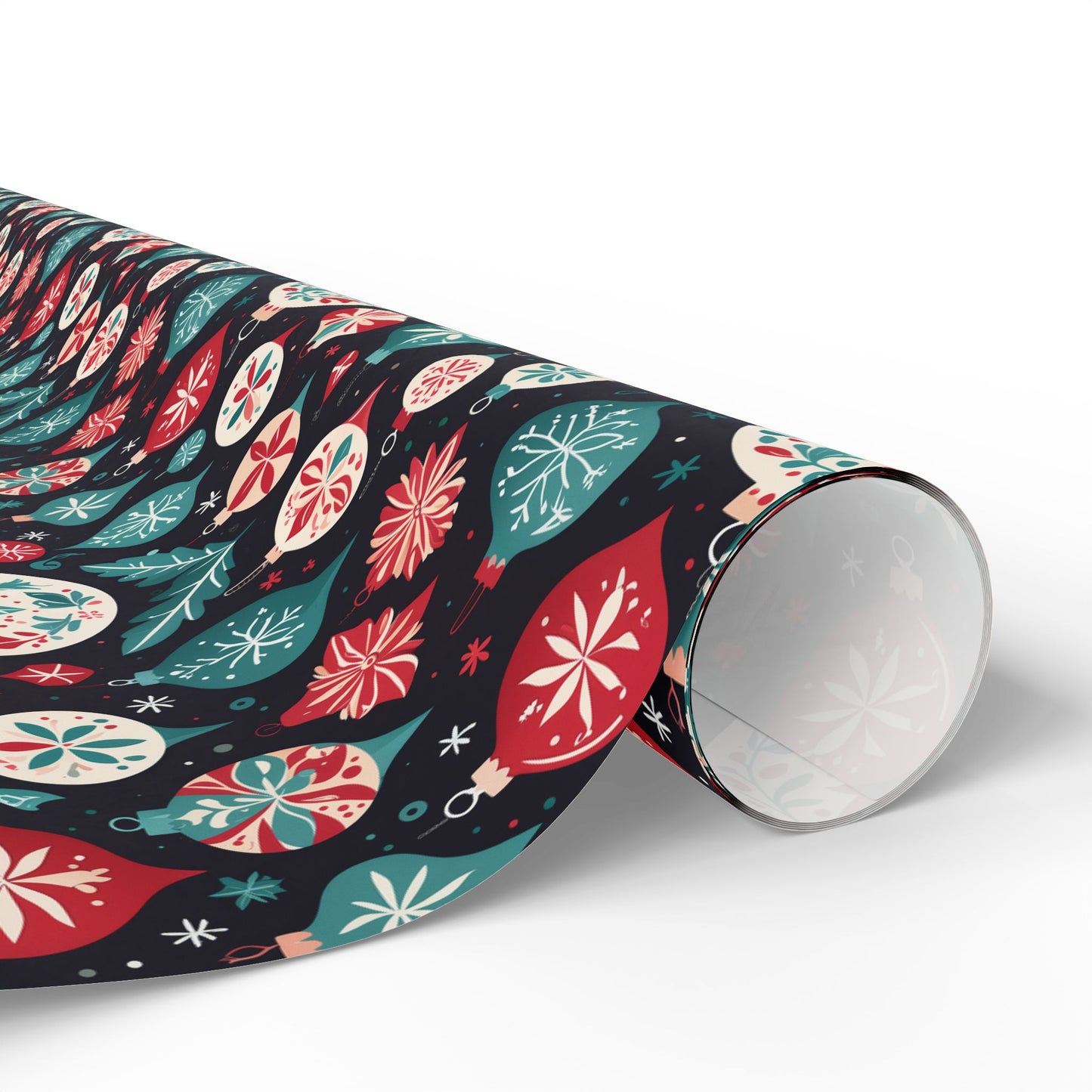 Colorful Aqua and Red Ornaments Wrapping Paper