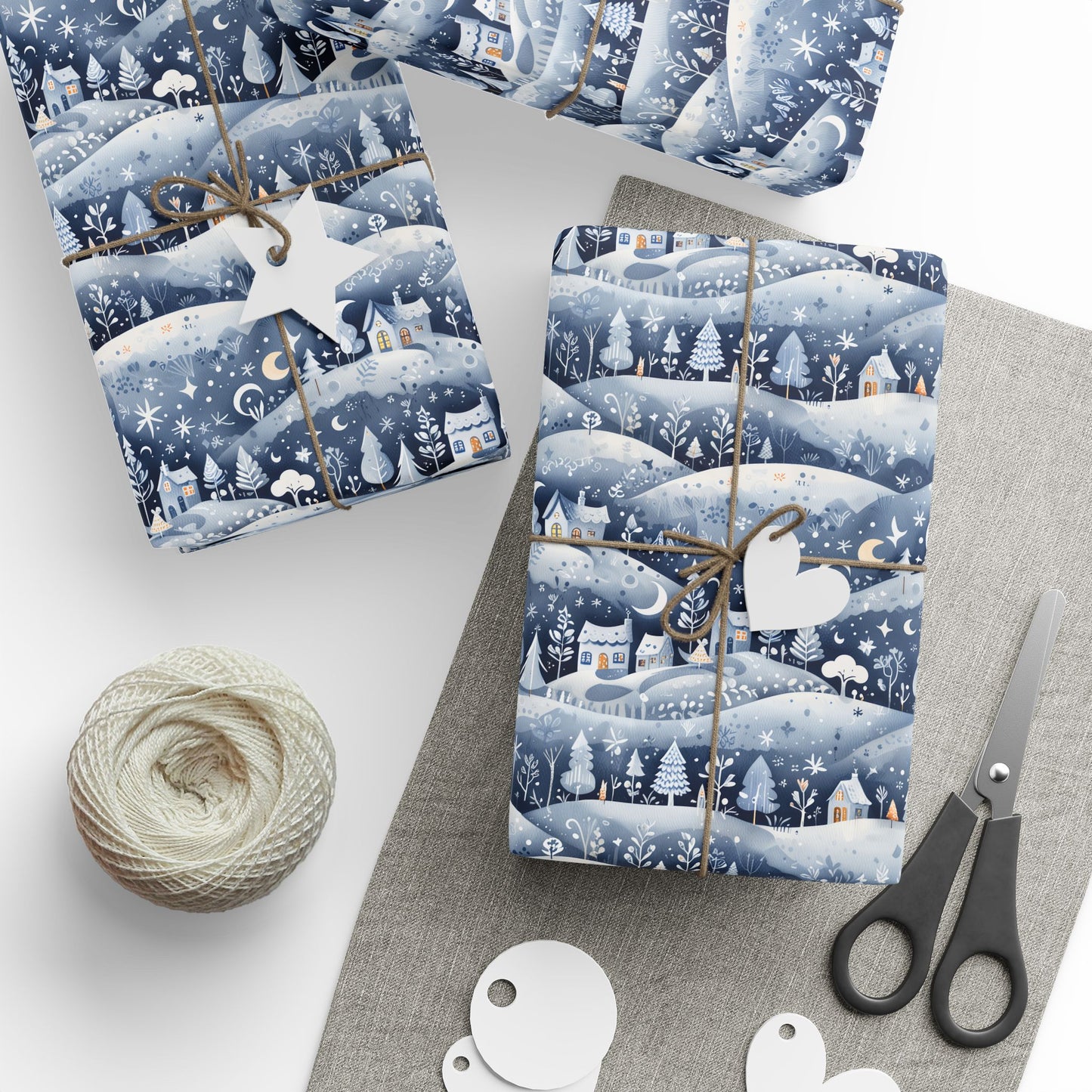 Silent Nightscape – Winter Village Wrapping Paper