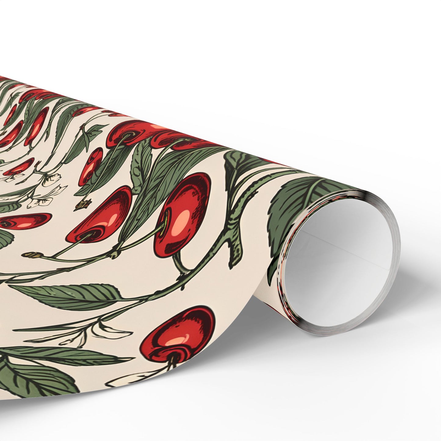 Elegant Cream Background with Cherry Delight Wrapping Paper