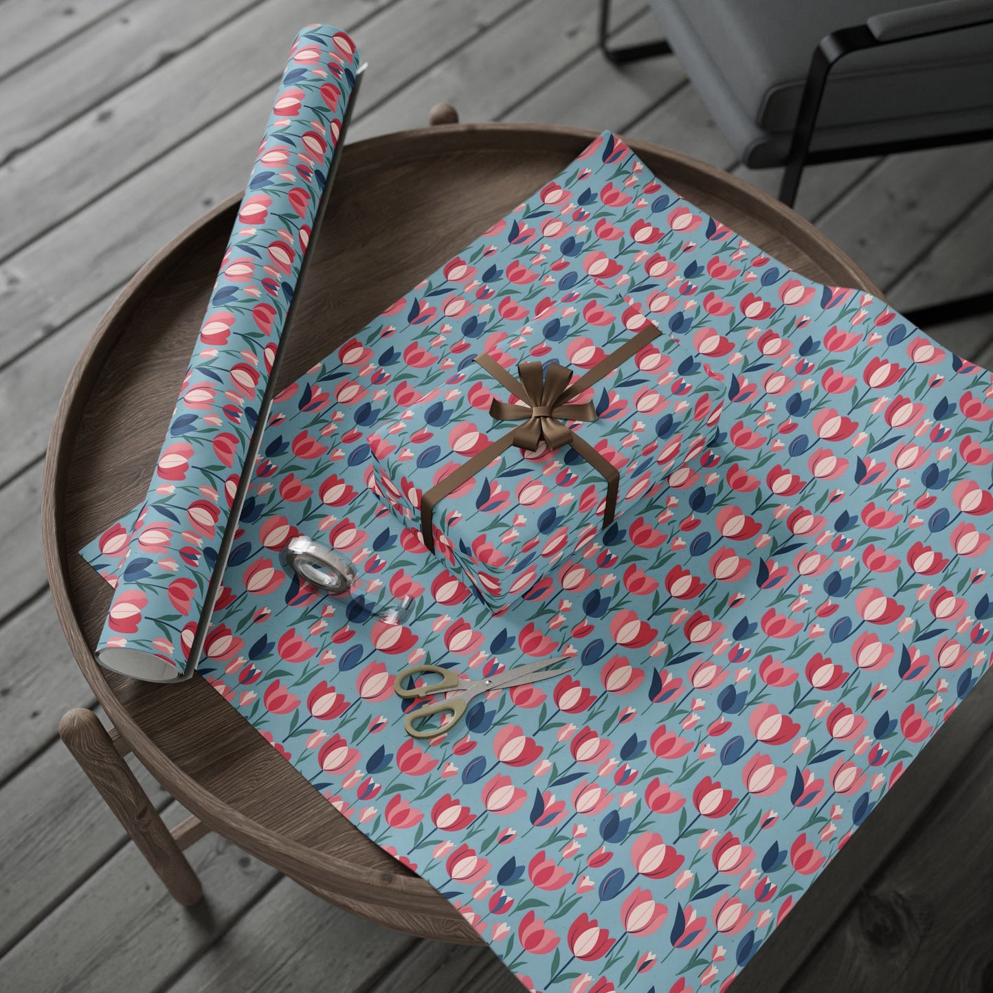 Chic Blue Tulip Wrapping Paper
