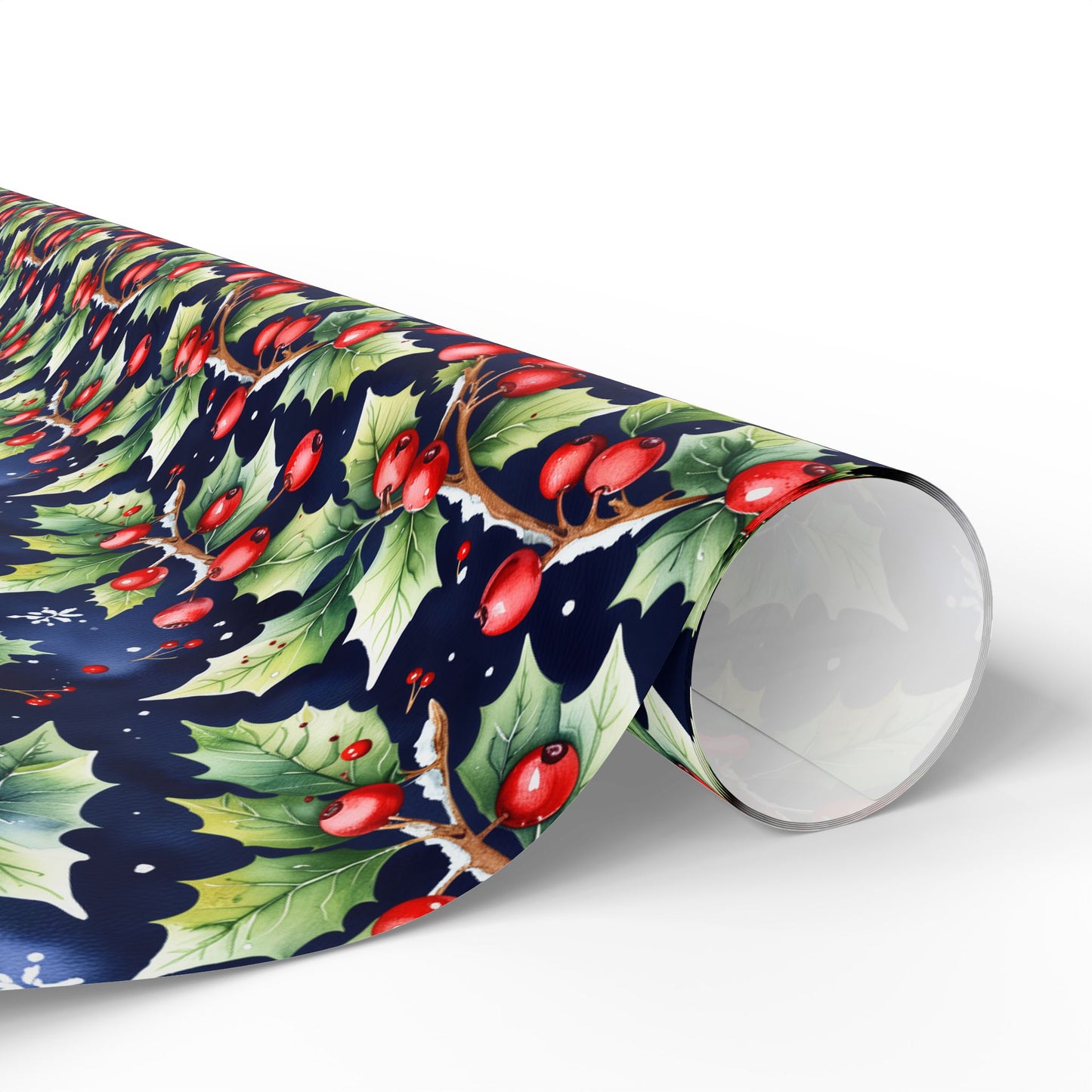 Holly Jolly Luxe – Navy & Berry Botanical Wrapping Paper