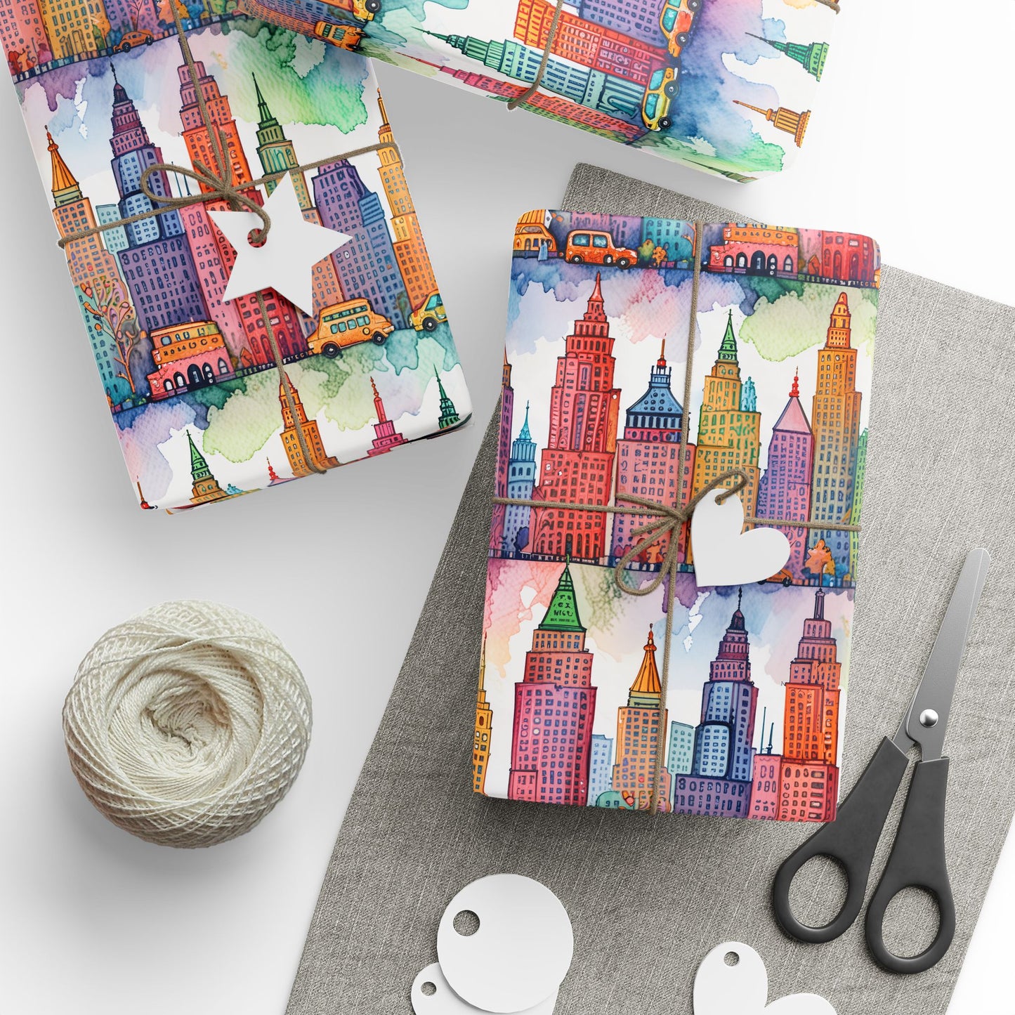 Abstract Cityscape Watercolor Gift Wrap