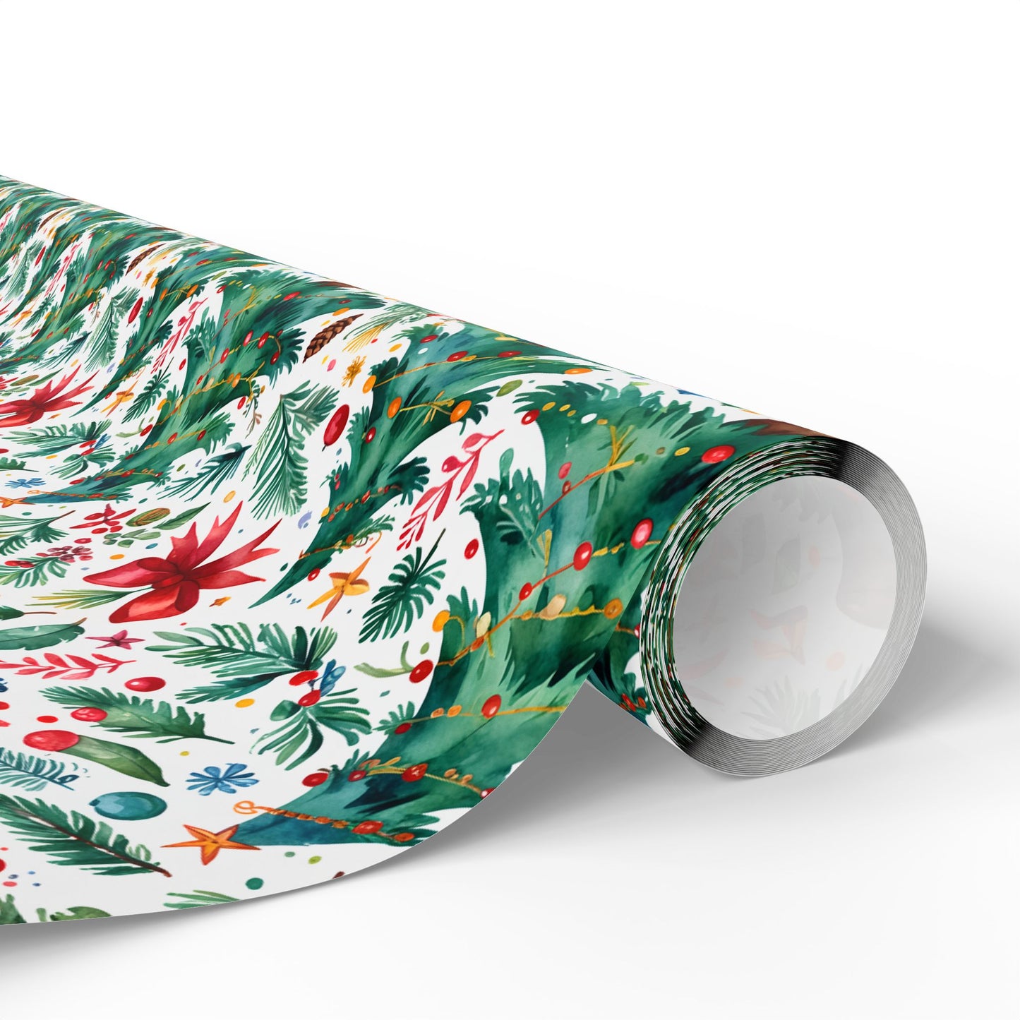 Merry & Bright Botanicals – Watercolor Tree & Garland Wrapping Paper