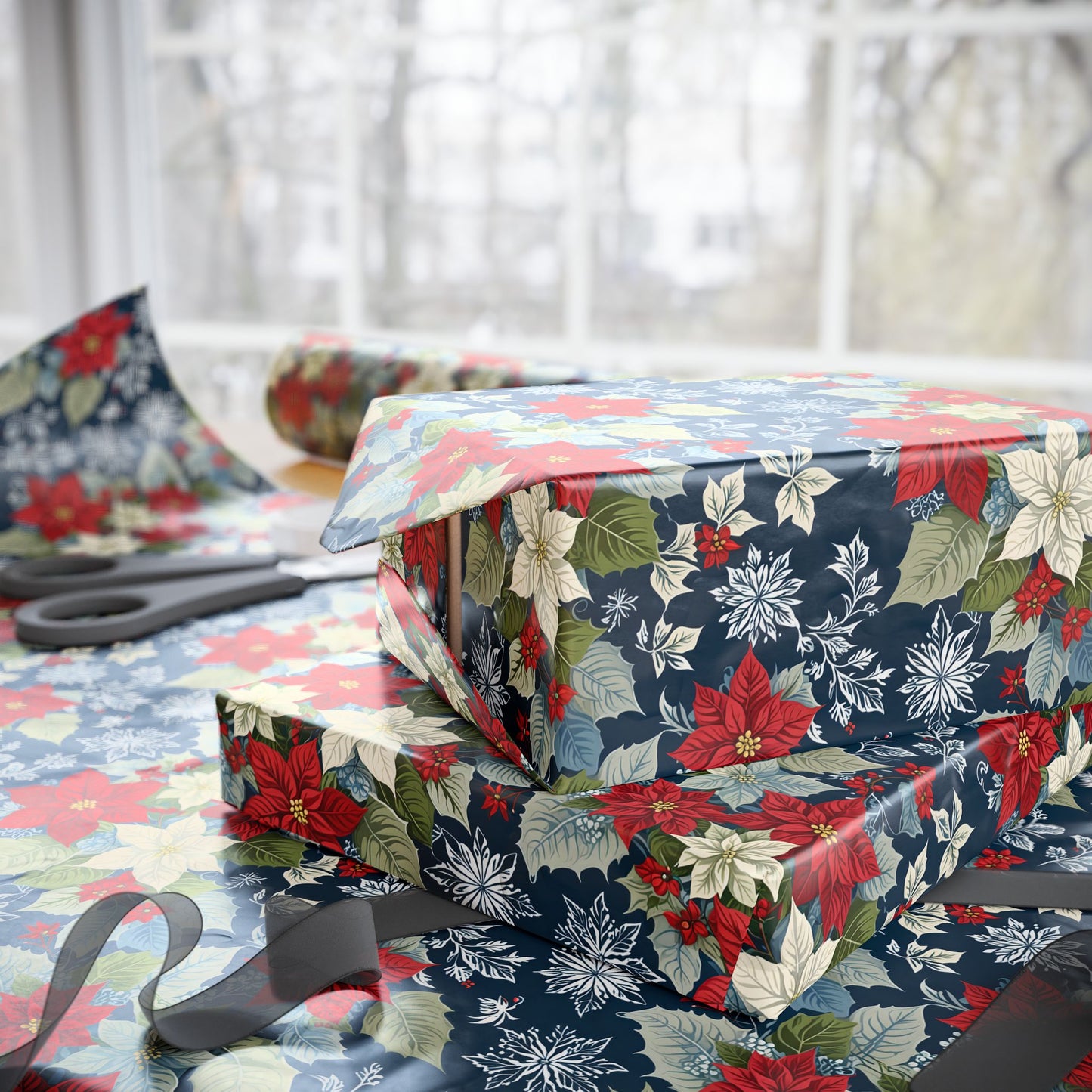 Festive Floral Christmas Wrapping Paper