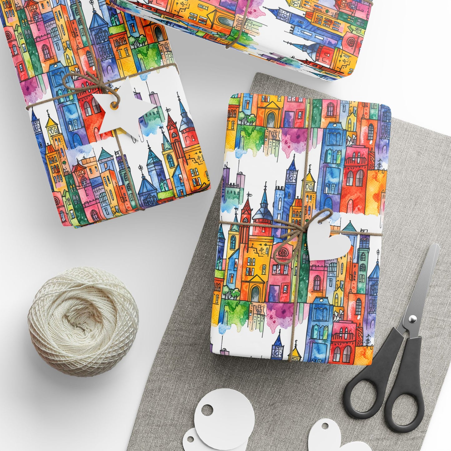 Colorful Cityscape Wrapping Paper - Gift Wrap