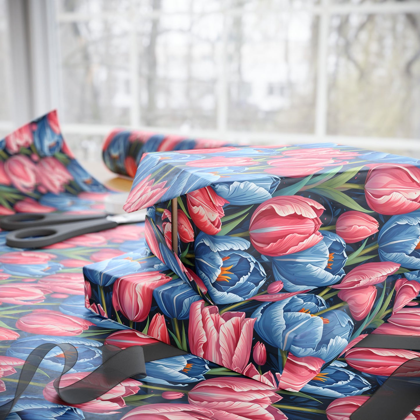 Vibrant Tulip Floral Wrapping Paper
