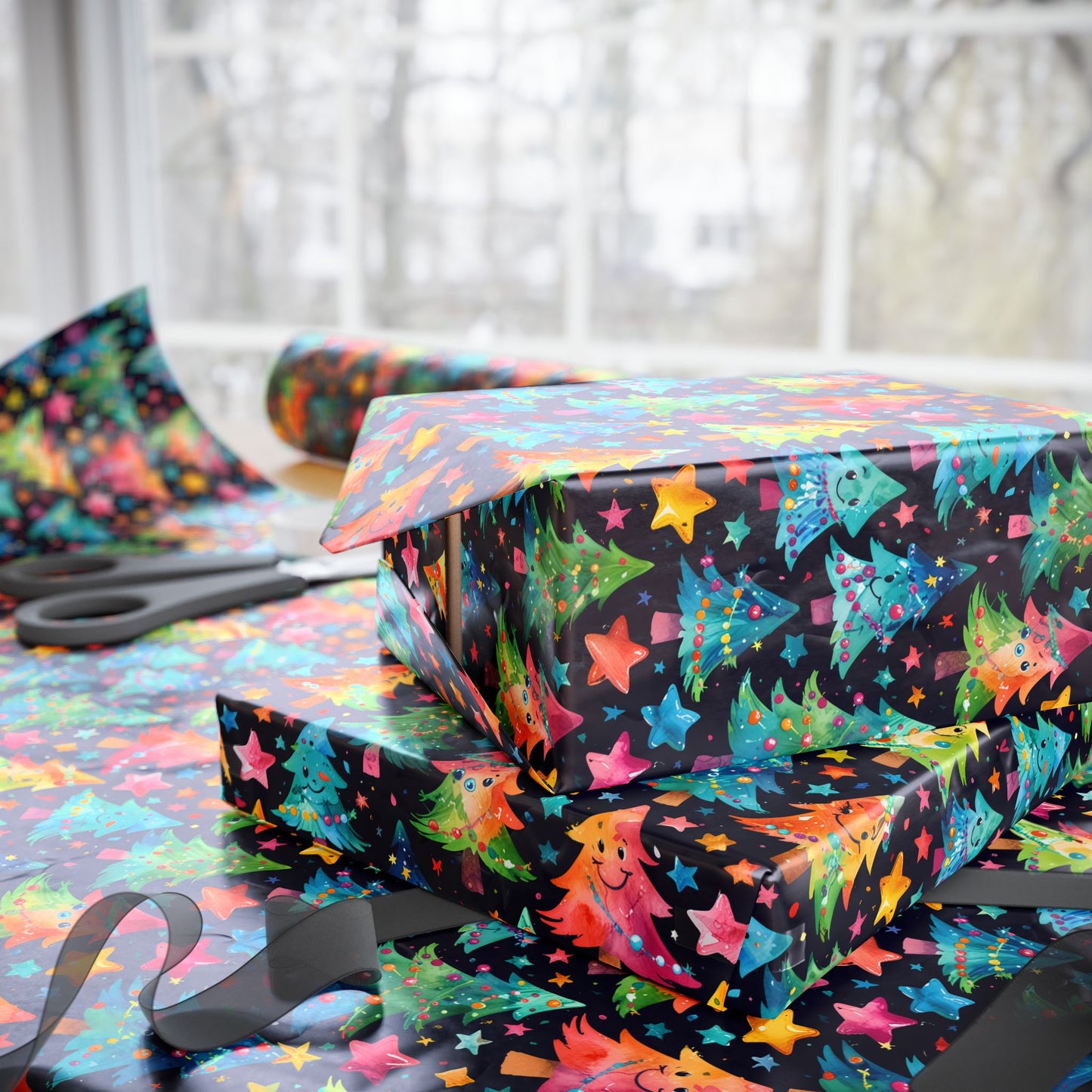 Tree - mendously Bright – Rainbow Christmas Tree Wrapping Paper