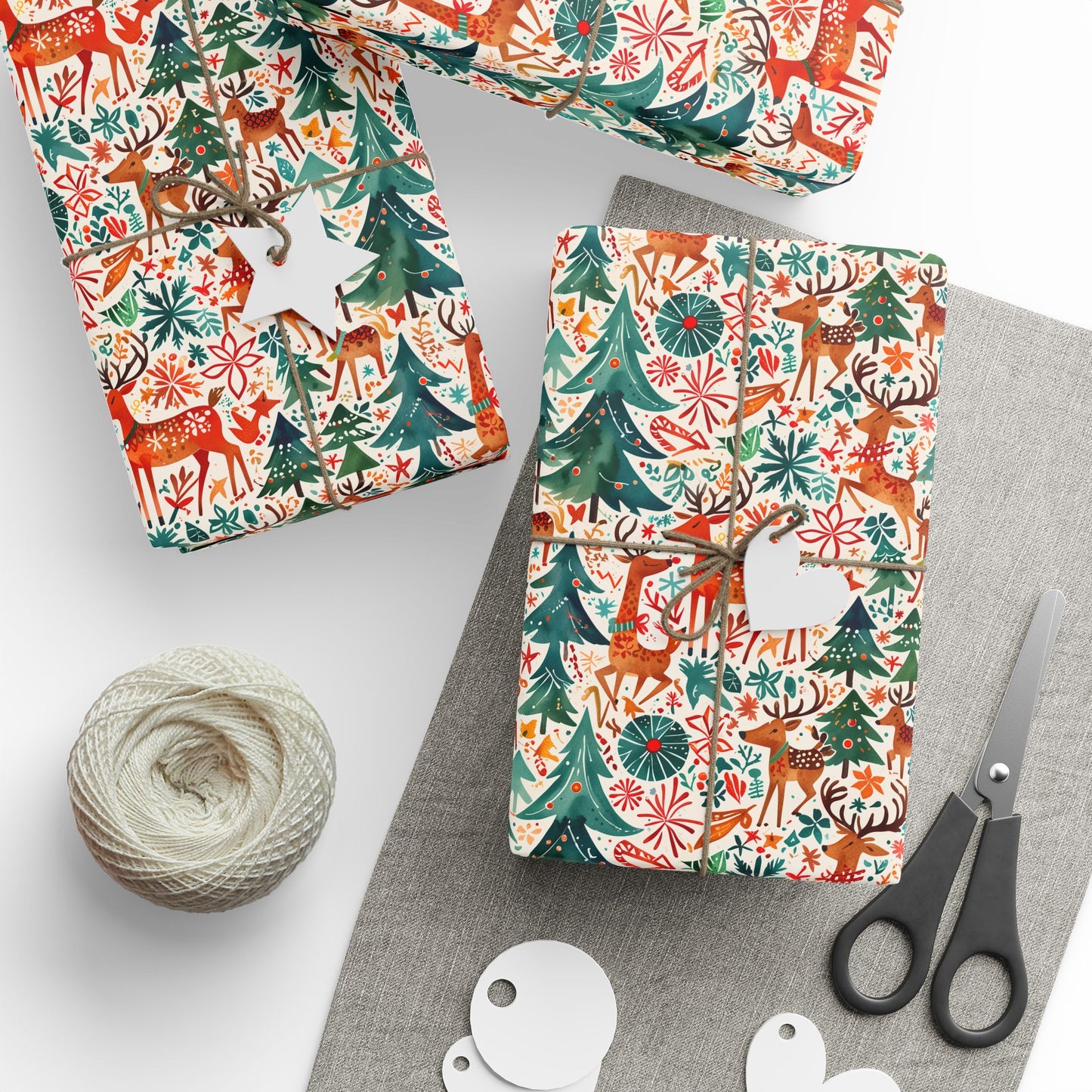 Deerly Beloved: Modern Reindeer Mayhem Wrapping Paper