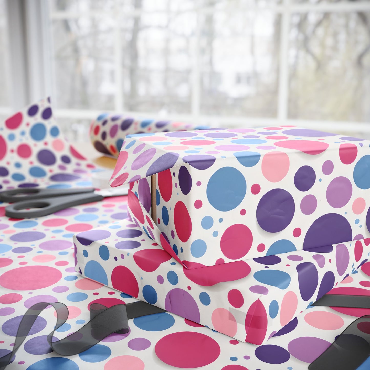 Colorful Polka Dot Wrapping Paper Roll