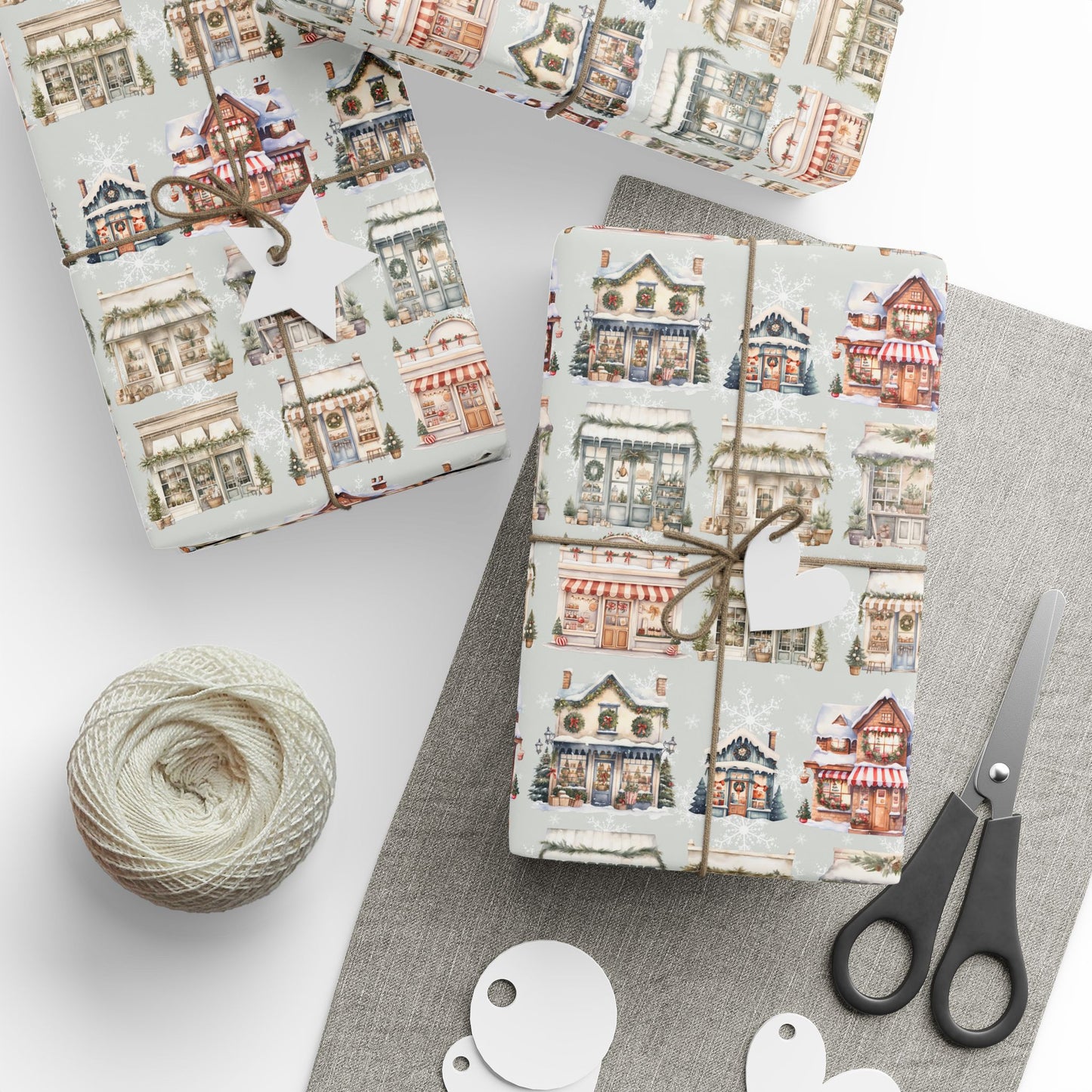 Holiday High Street – Quaint Christmas Village Shop Wrapping Paper