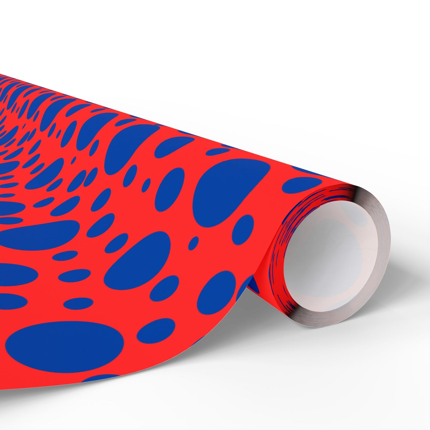 Dot Riot – Bold Blue on Red Modern Wrapping Paper