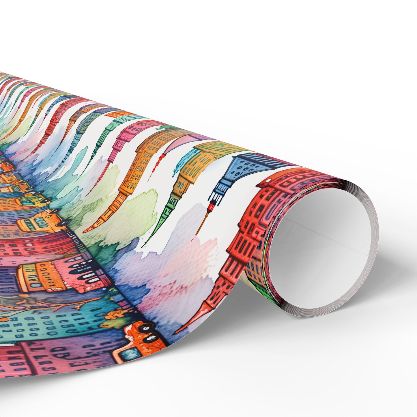 Abstract Cityscape Watercolor Gift Wrap