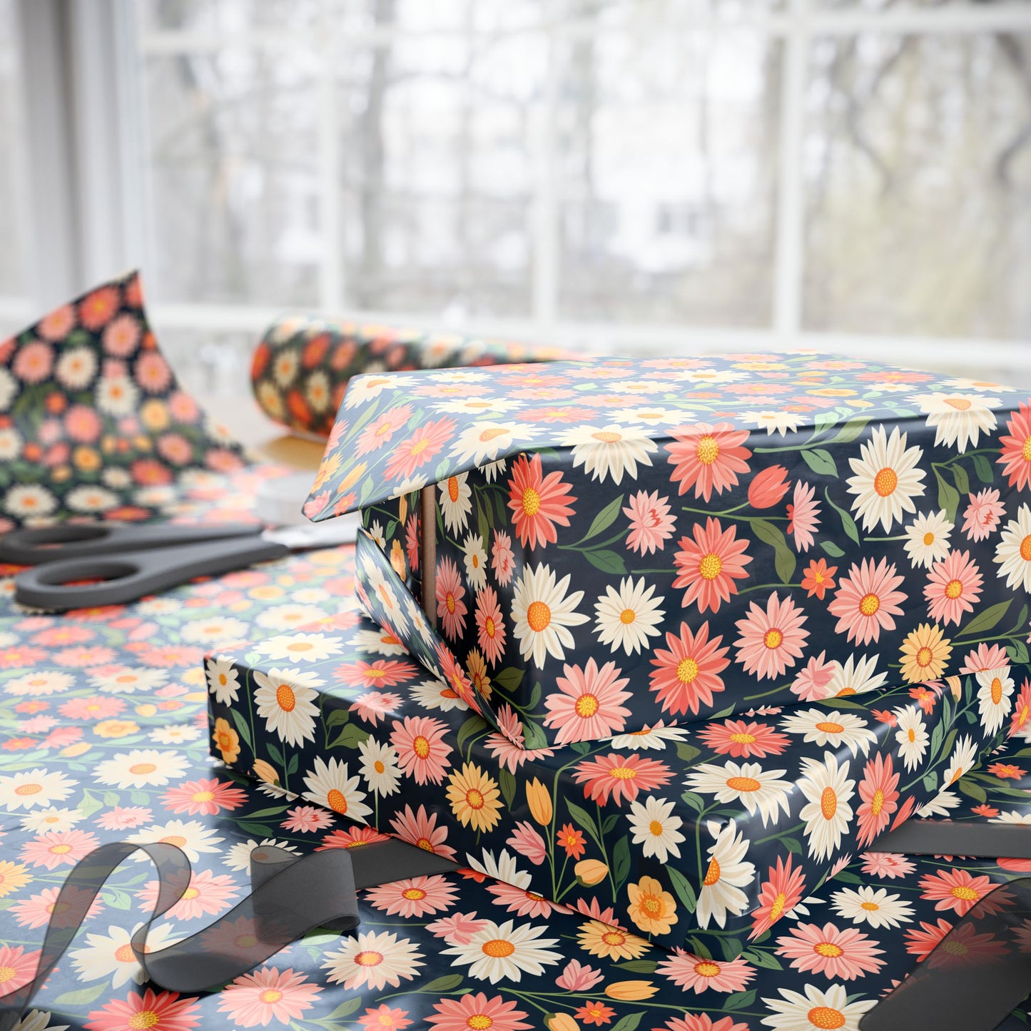 Colorful Daisy Floral Wrapping Paper