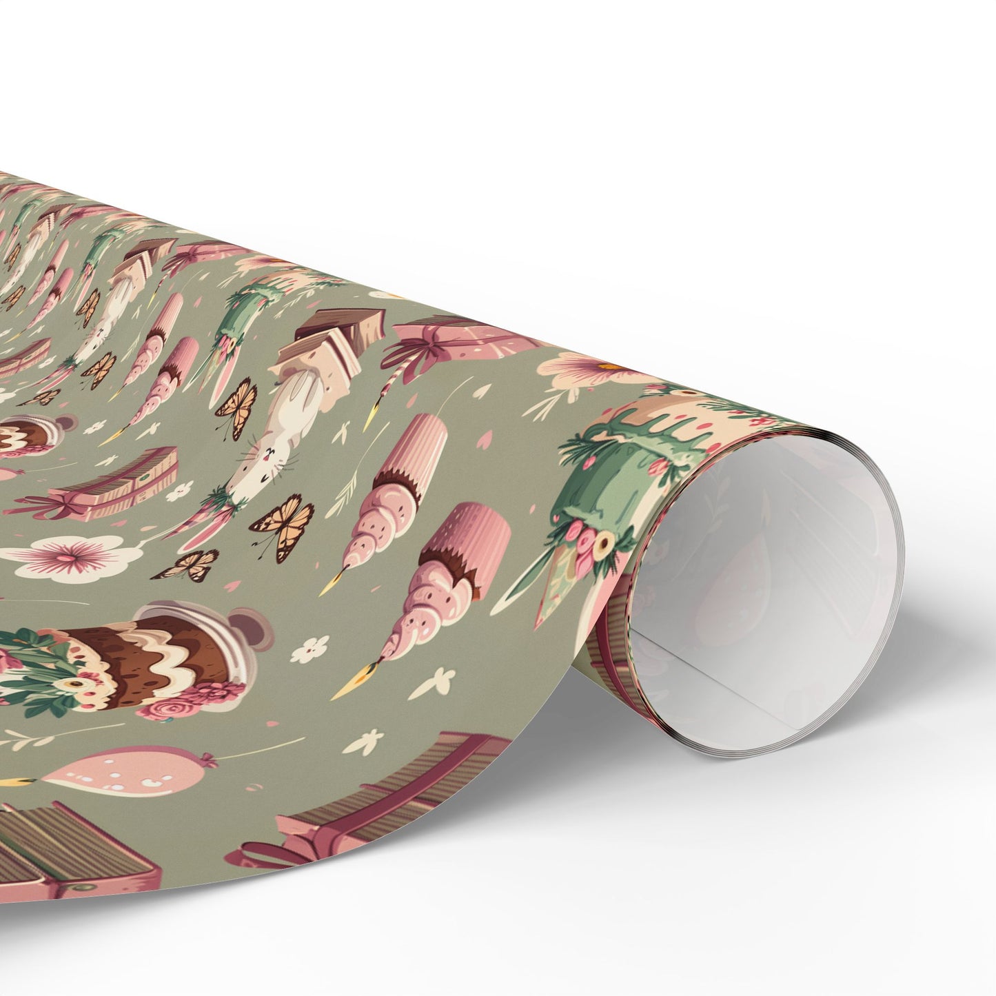 Festive Bunny & Cake Wrapping Paper Roll