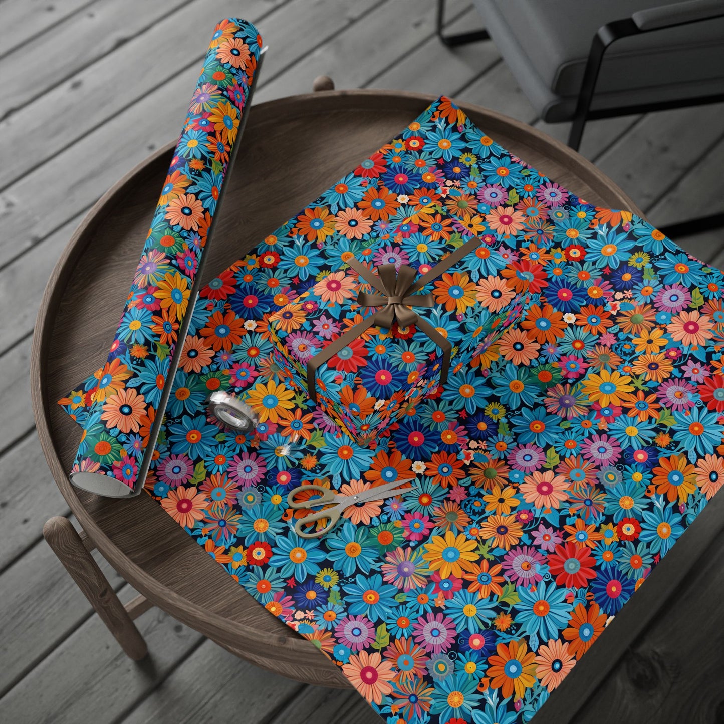 Botanical Colorful Flowers Gift Wrap Roll for Birthday