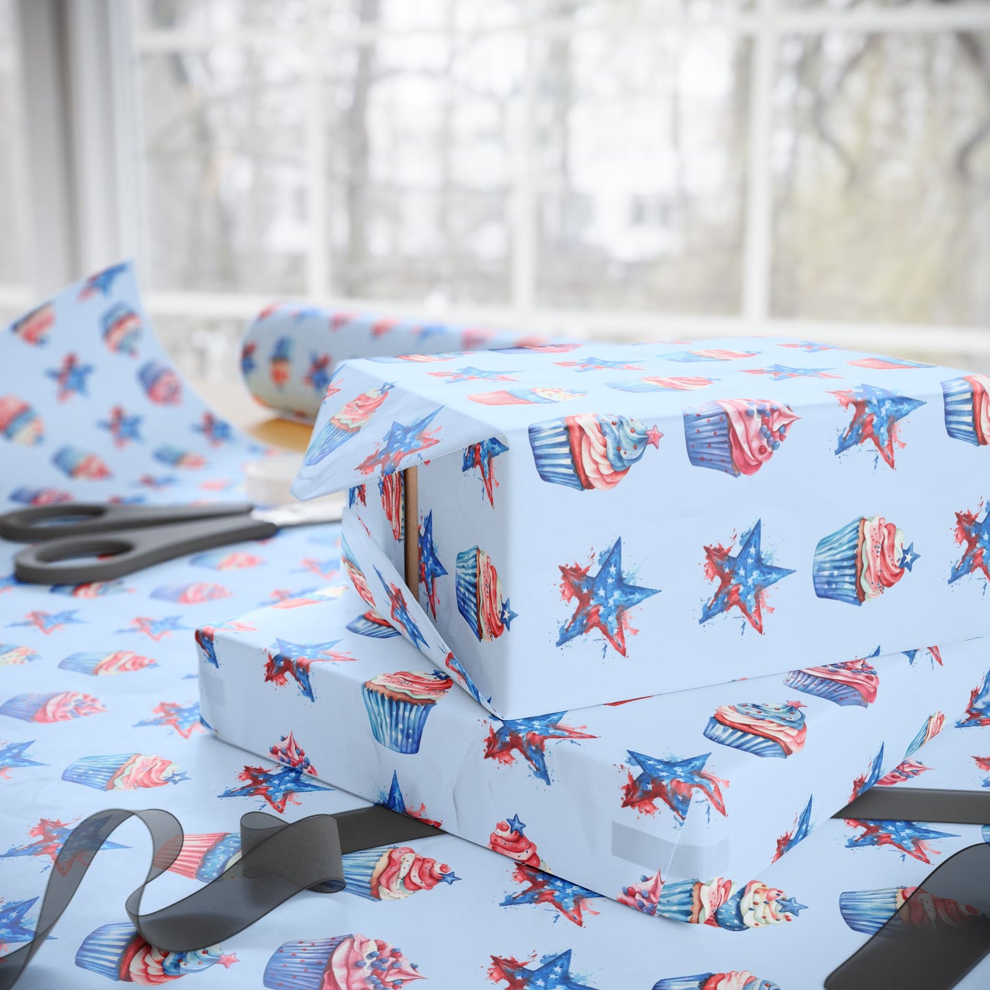 Patriotic Cupcake Wrapping Paper