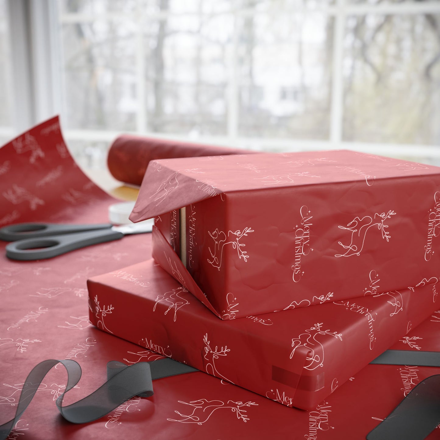 Sleigh All Day – Minimalist Reindeer Christmas Wrapping Paper