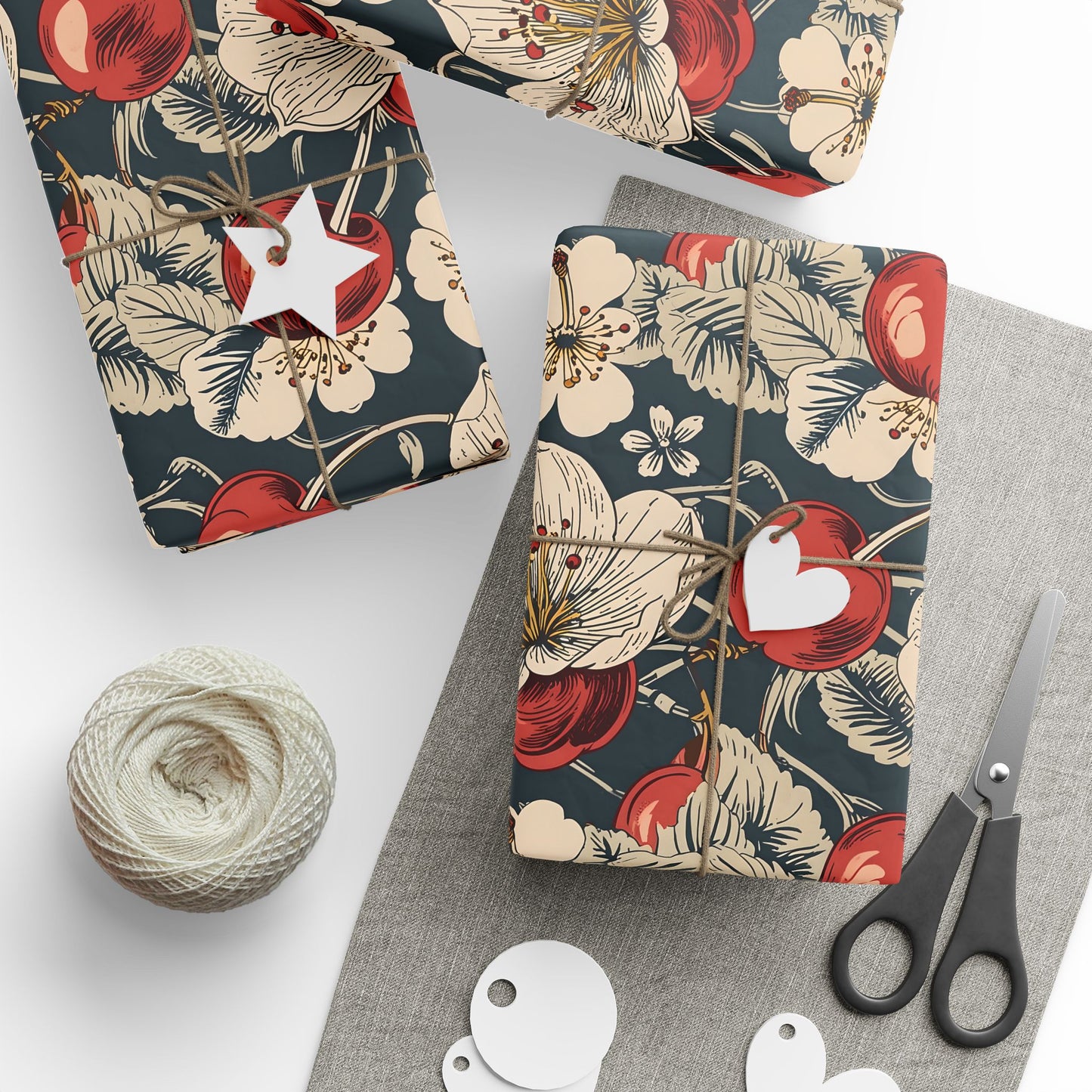Vintage Cherry and Cherry Blossom Wrapping Papers