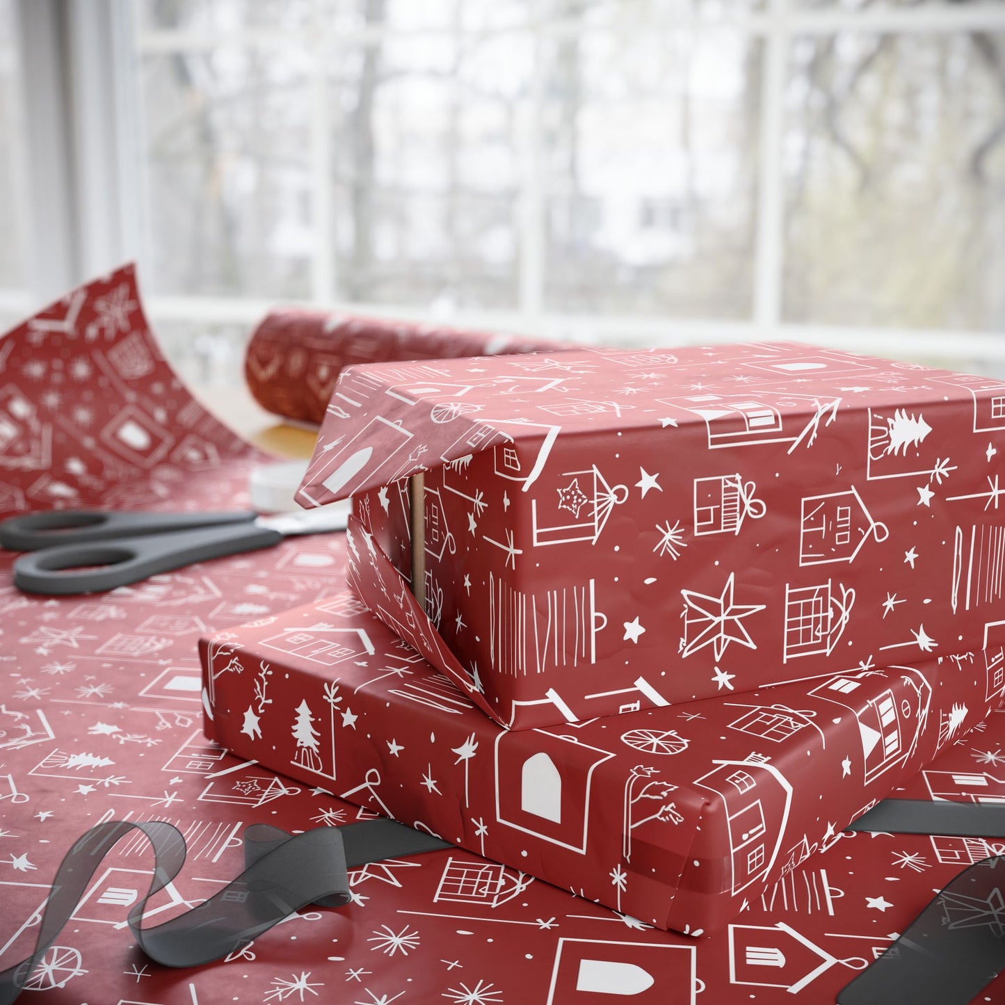 Home Sweet Holiday – Minimalist Red Wrapping Paper