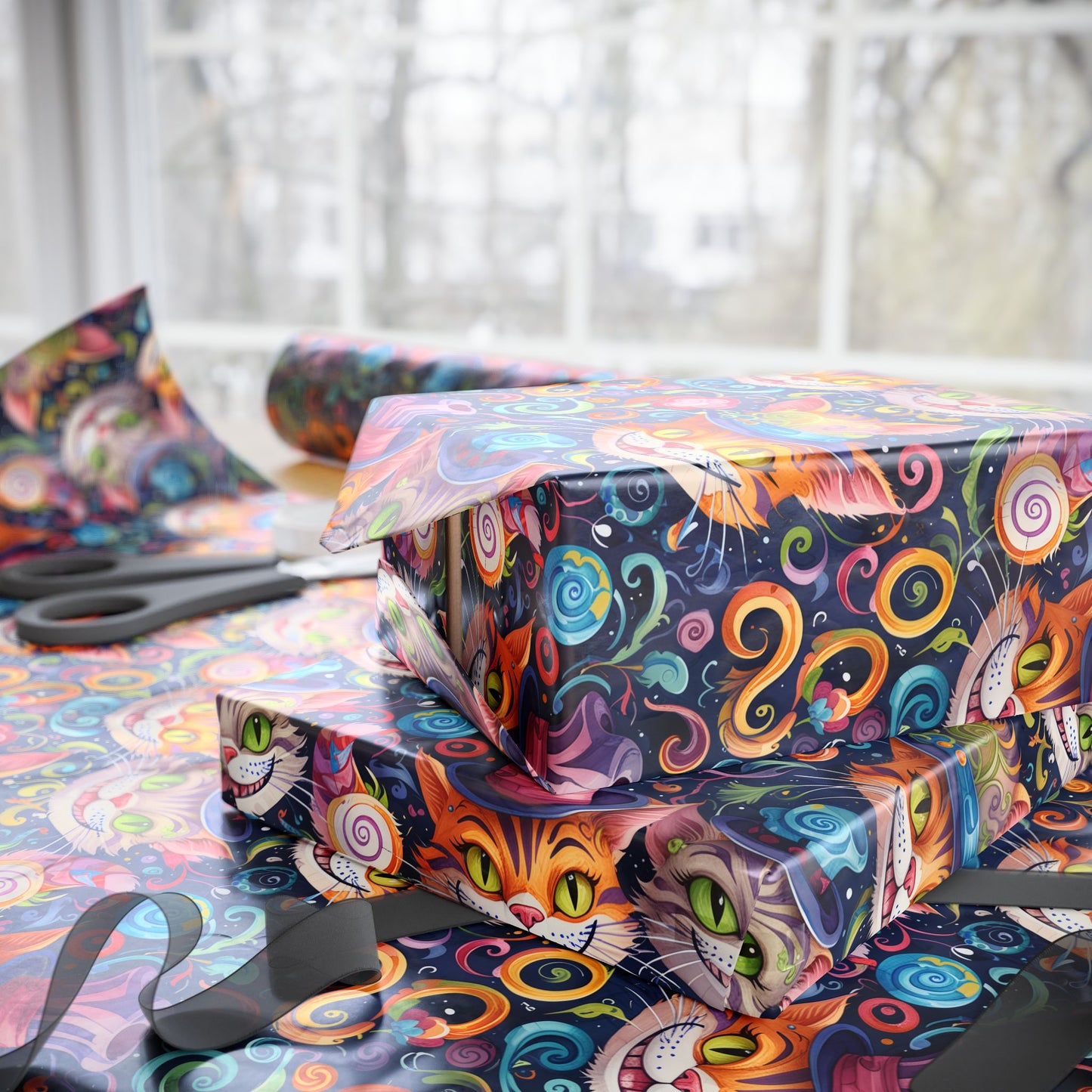 Colorful Cheshire Cat Wrapping Paper