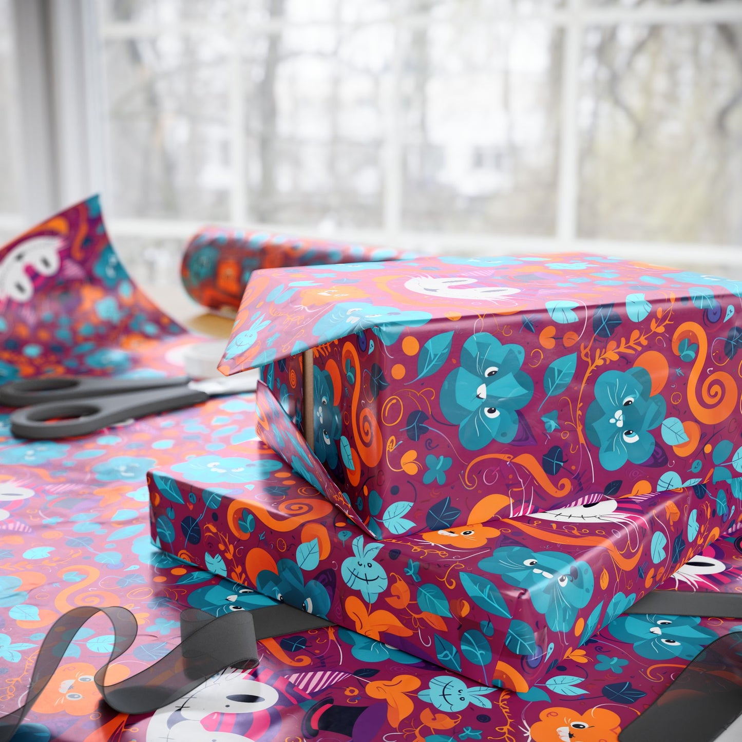 Colorful Abstract Cheshire Cat Gift Wrap