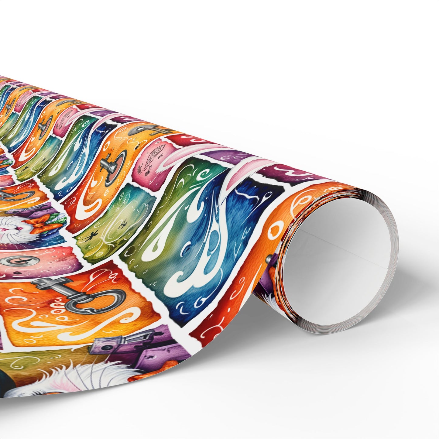 Alice in Wonderland Gift Wrap with Keys & Magic, Whimsical White Rabbit Wrapping Paper