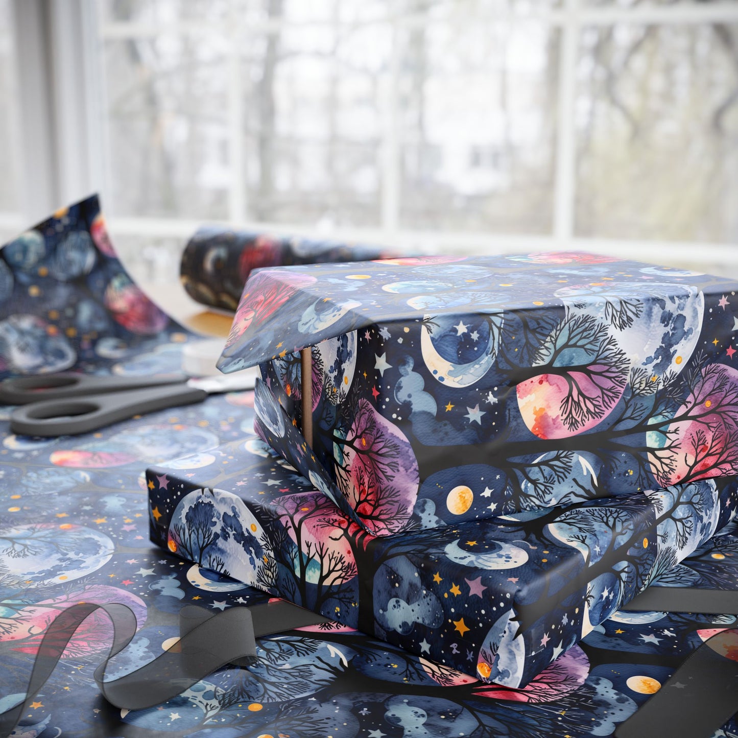 Starry Whimsy – Watercolor Galaxy Wrapping Paper