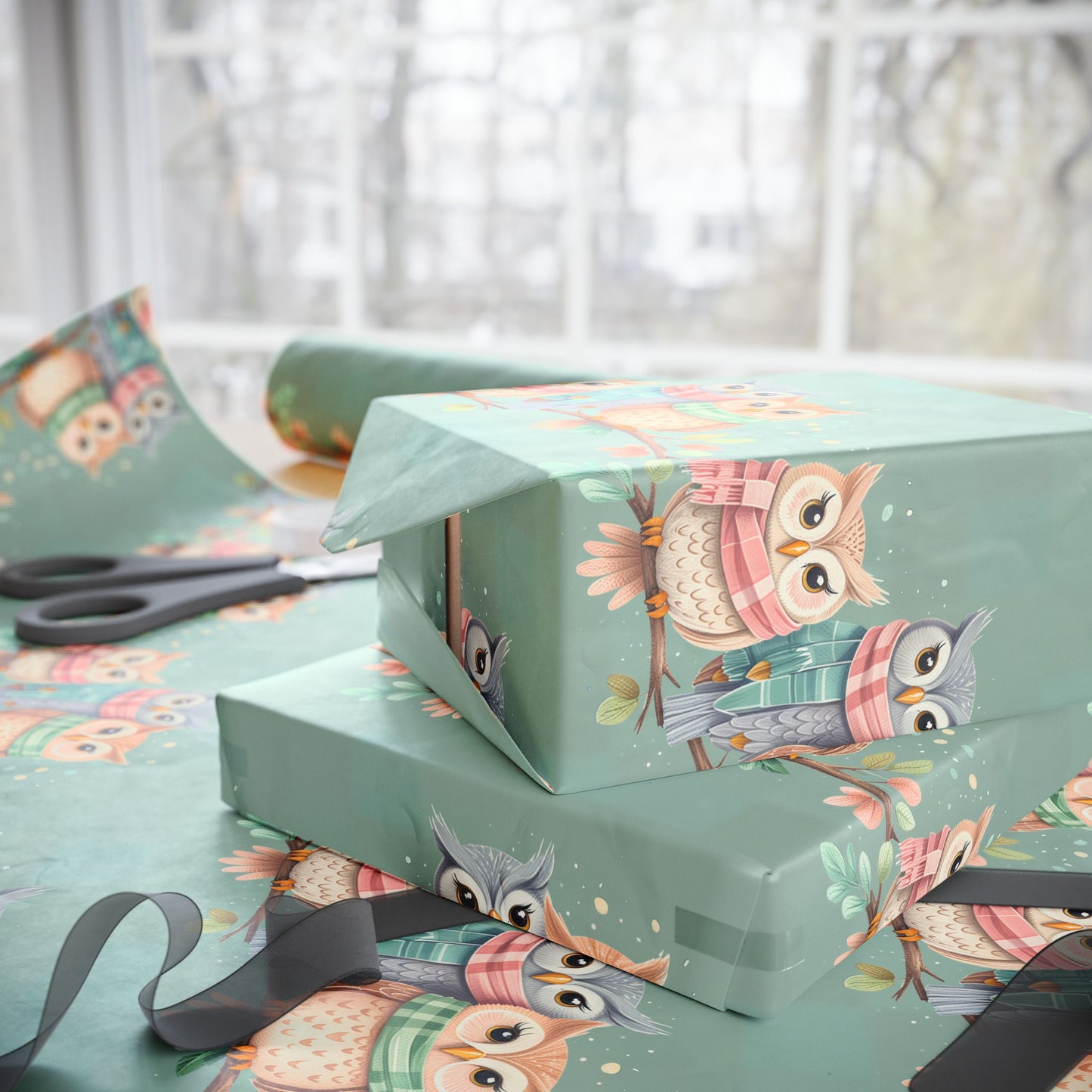 Winter Hoots – Cozy Owl Wrapping Paper