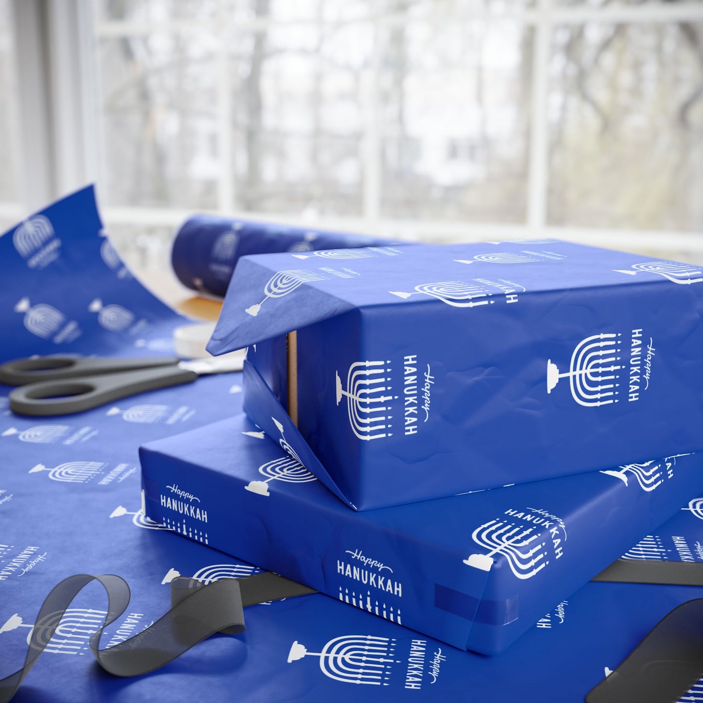 Elegant Hanukkah Wrapping Paper Set