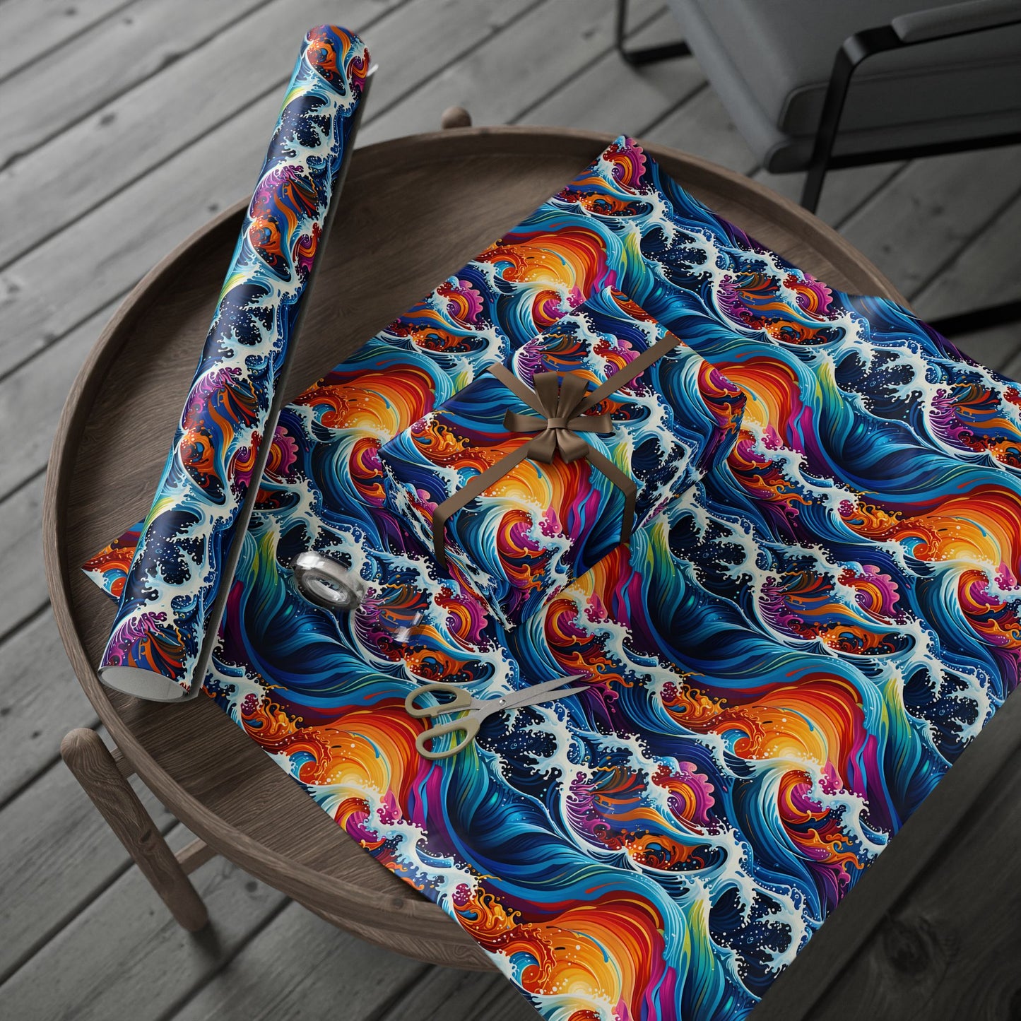 Brightly Colored Ocean Wave Wrapping Papers