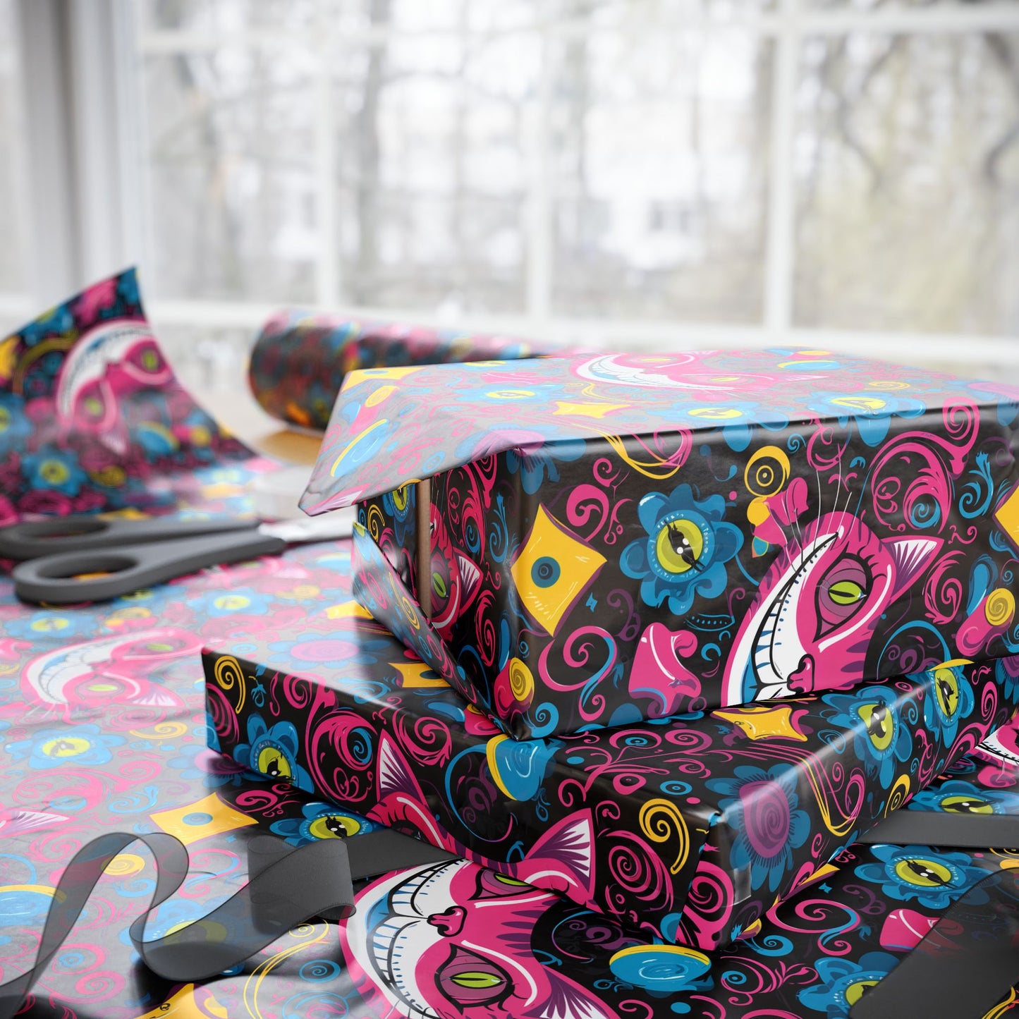 Bright Cheshire Cat Alice in Wonderland Gift Wrap