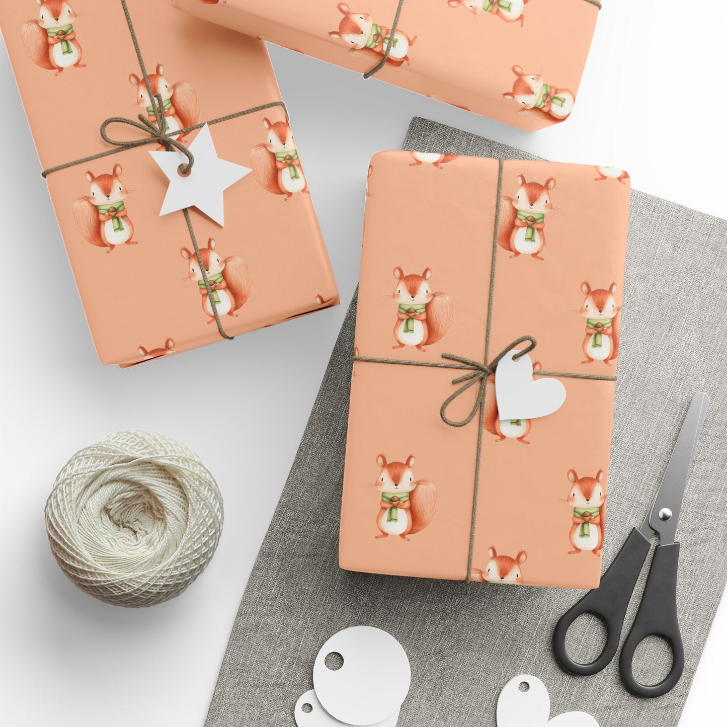 Orange Squirrel Wrapping Paper