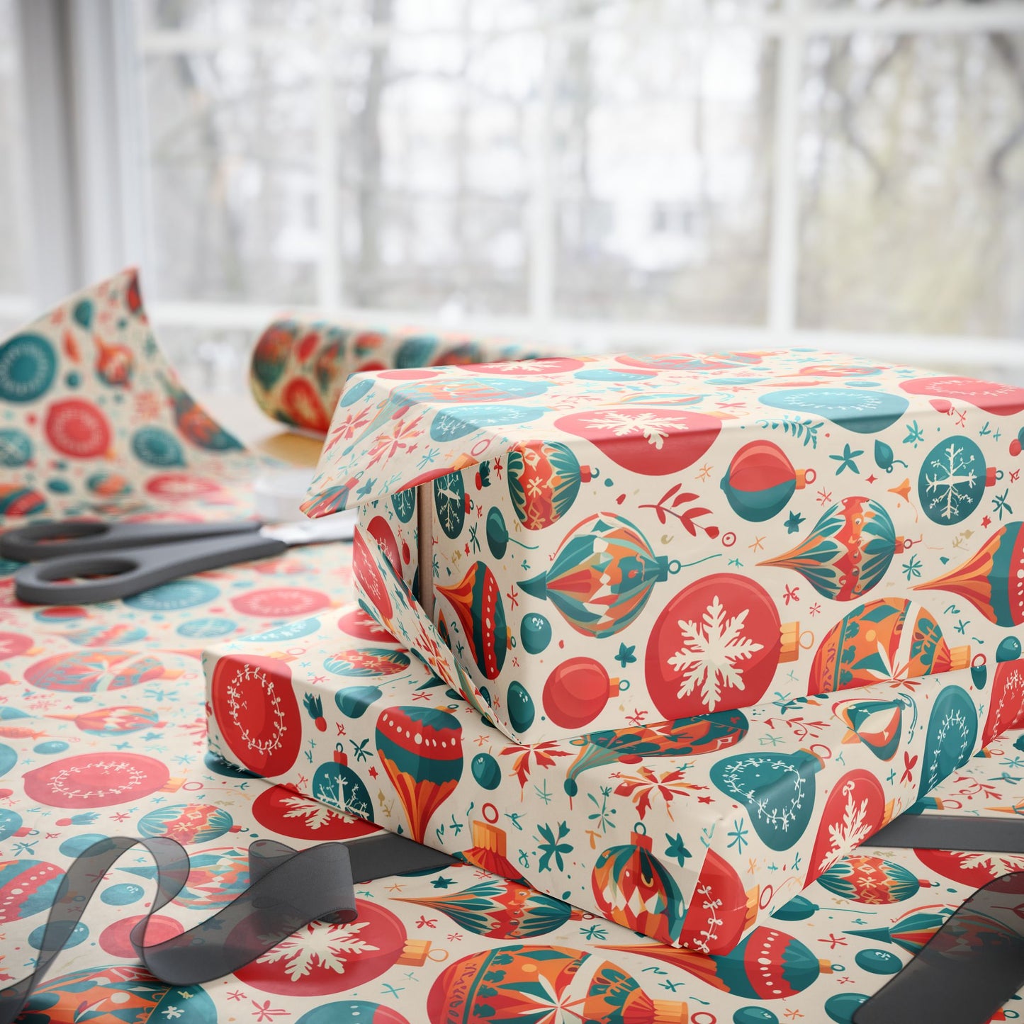 Decked to the Balls – Retro Ornament Wrapping Paper