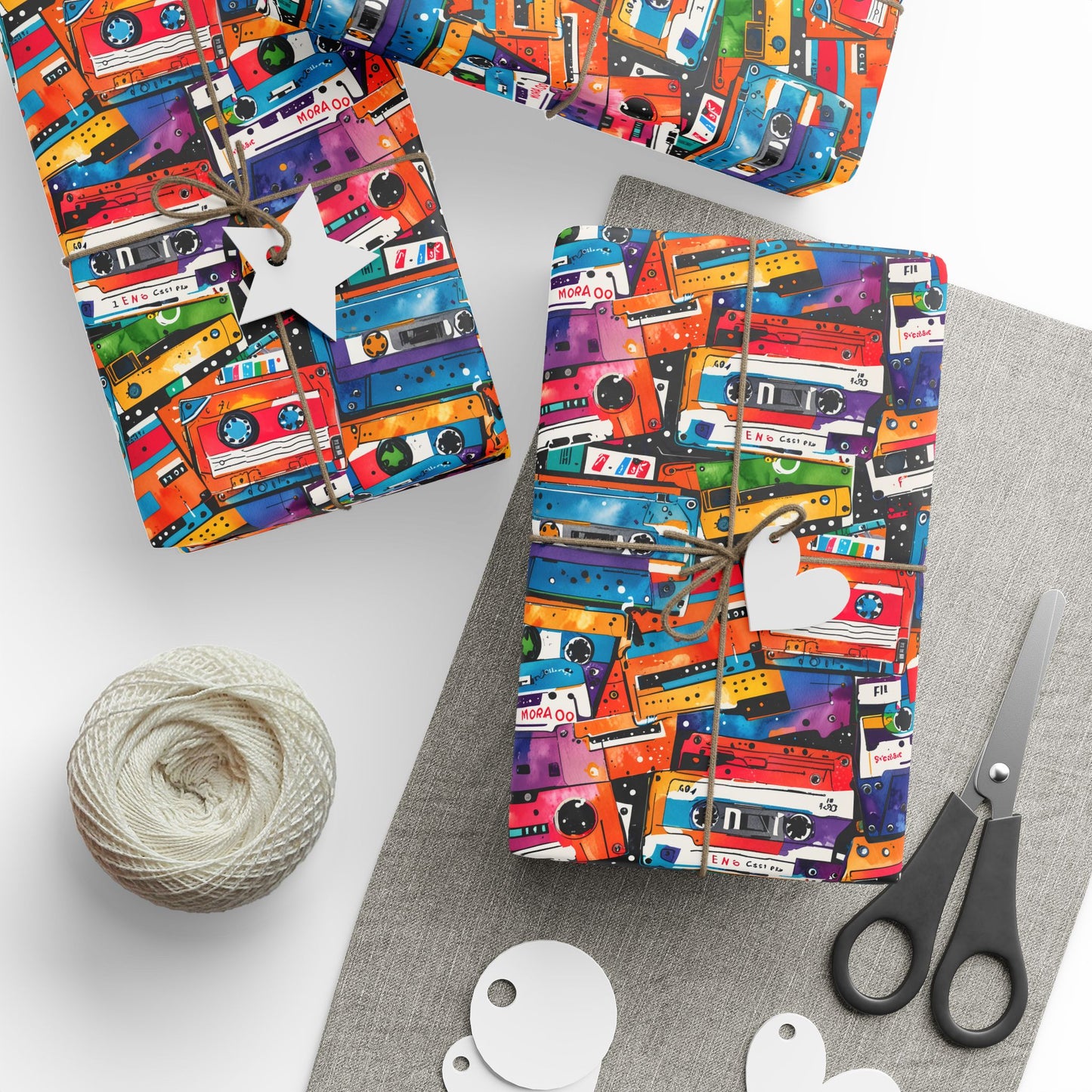 Vibrant Cassette Tape Retro Style Wrapping