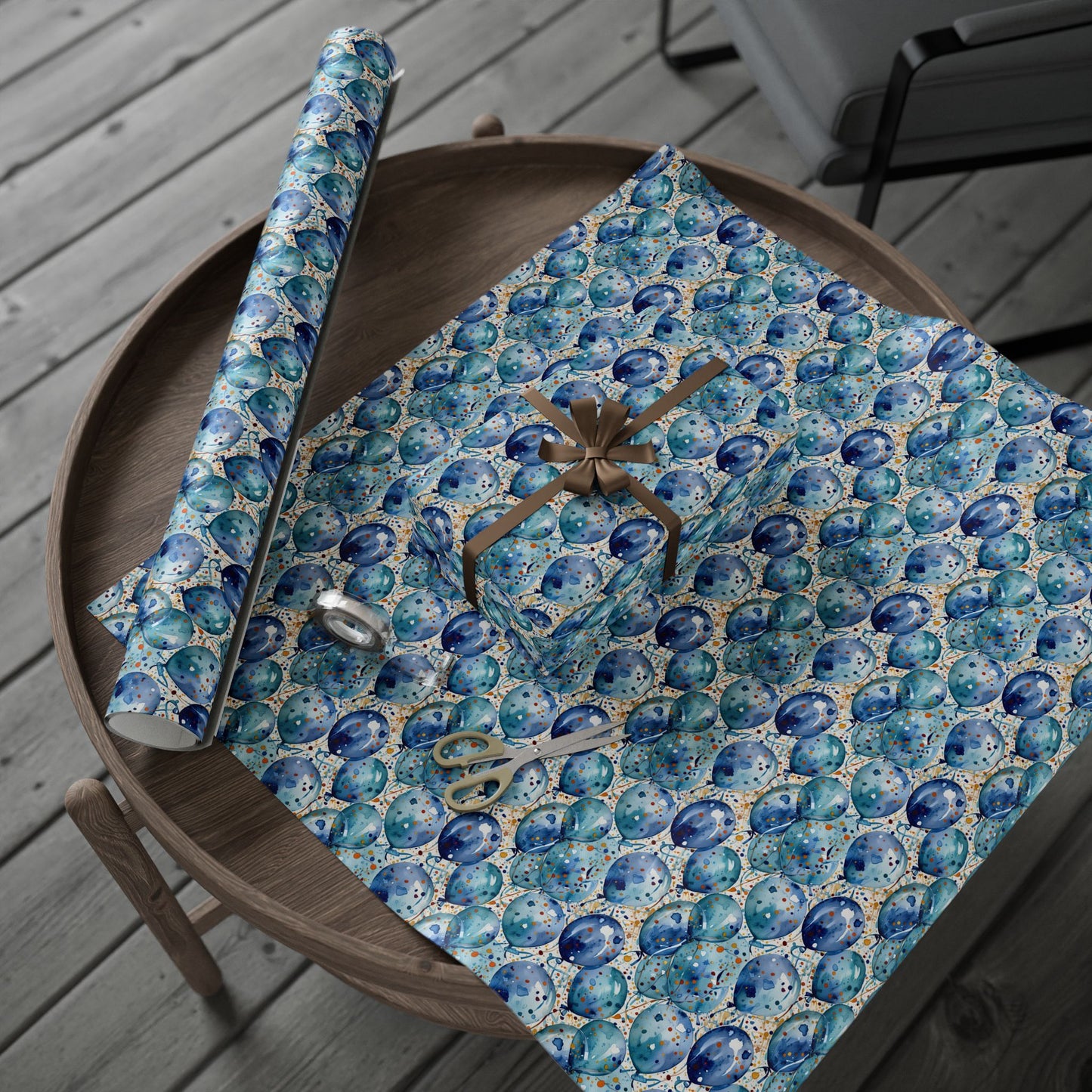 Artistic Blue Celebration Wrapping Papers