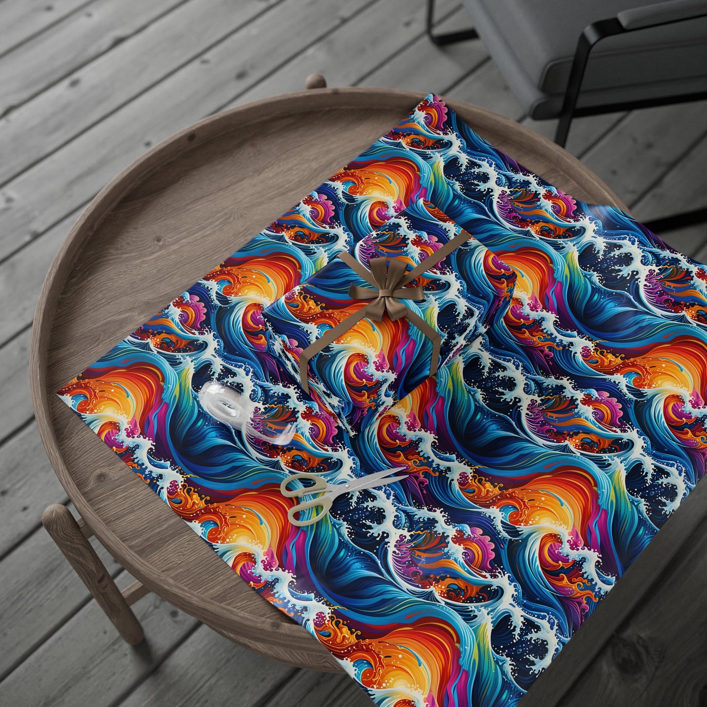 Brightly Colored Ocean Wave Wrapping Papers
