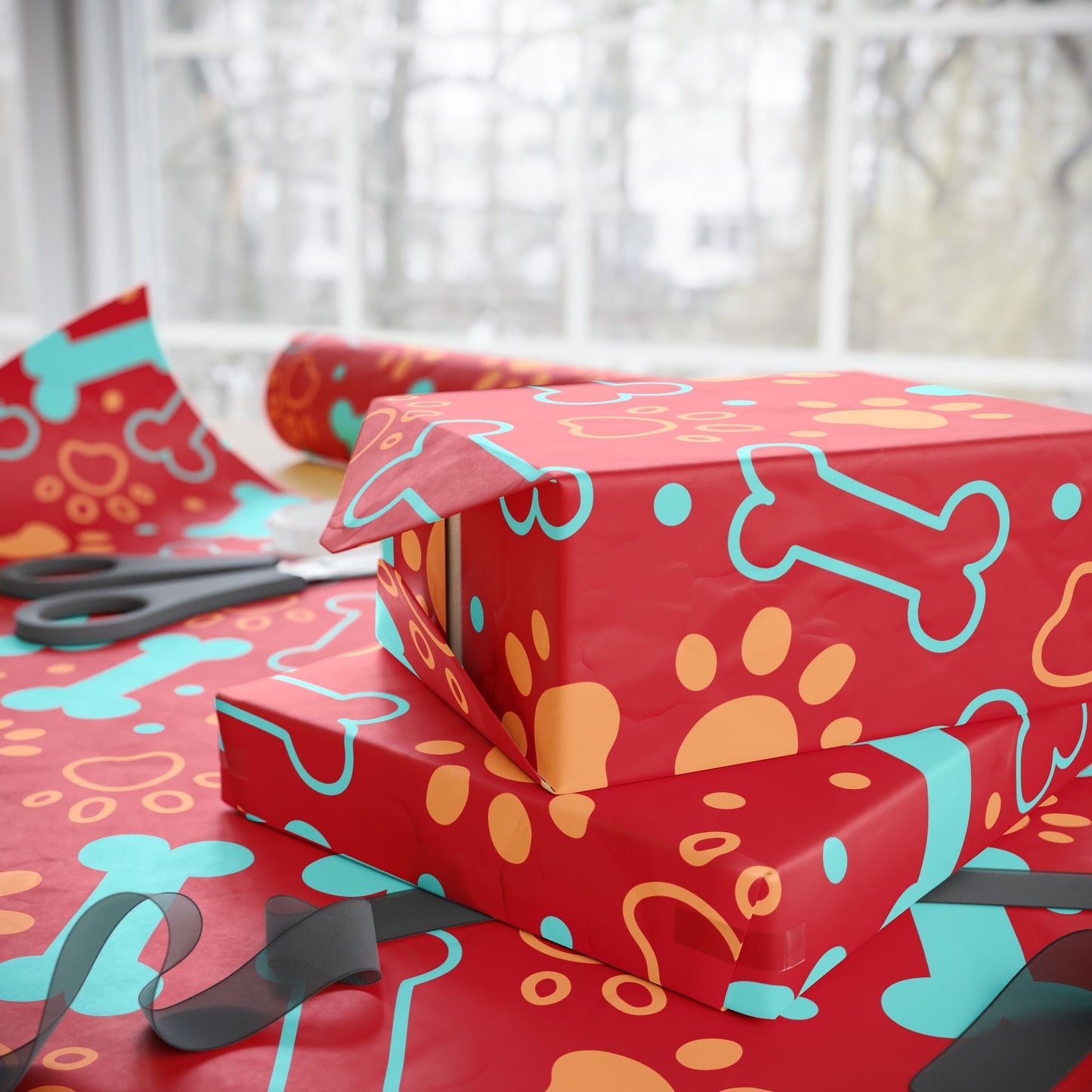 Fetchingly Fun Dog Bone Gift Wrap in Vibrant Red