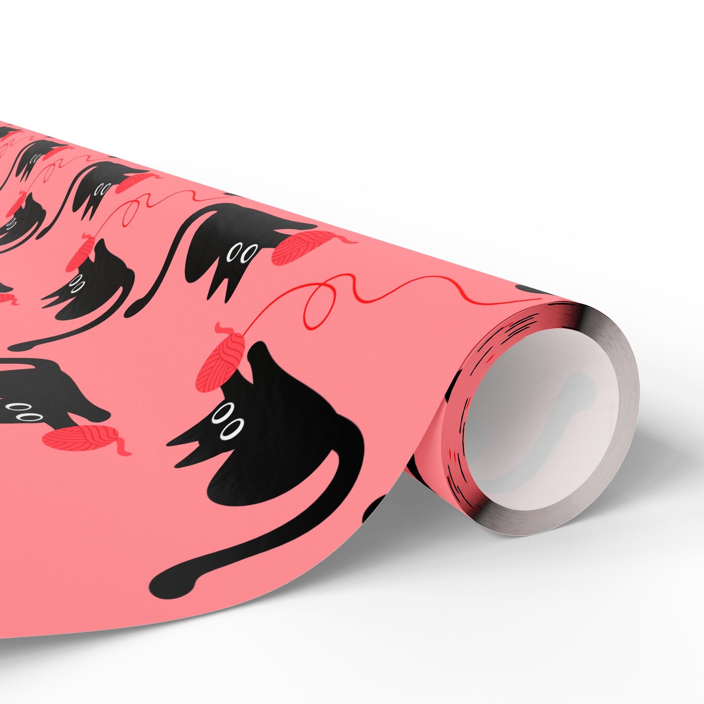 Pink Cat Wrapping Paper – Playful Black Kitty Design for Every Occasion