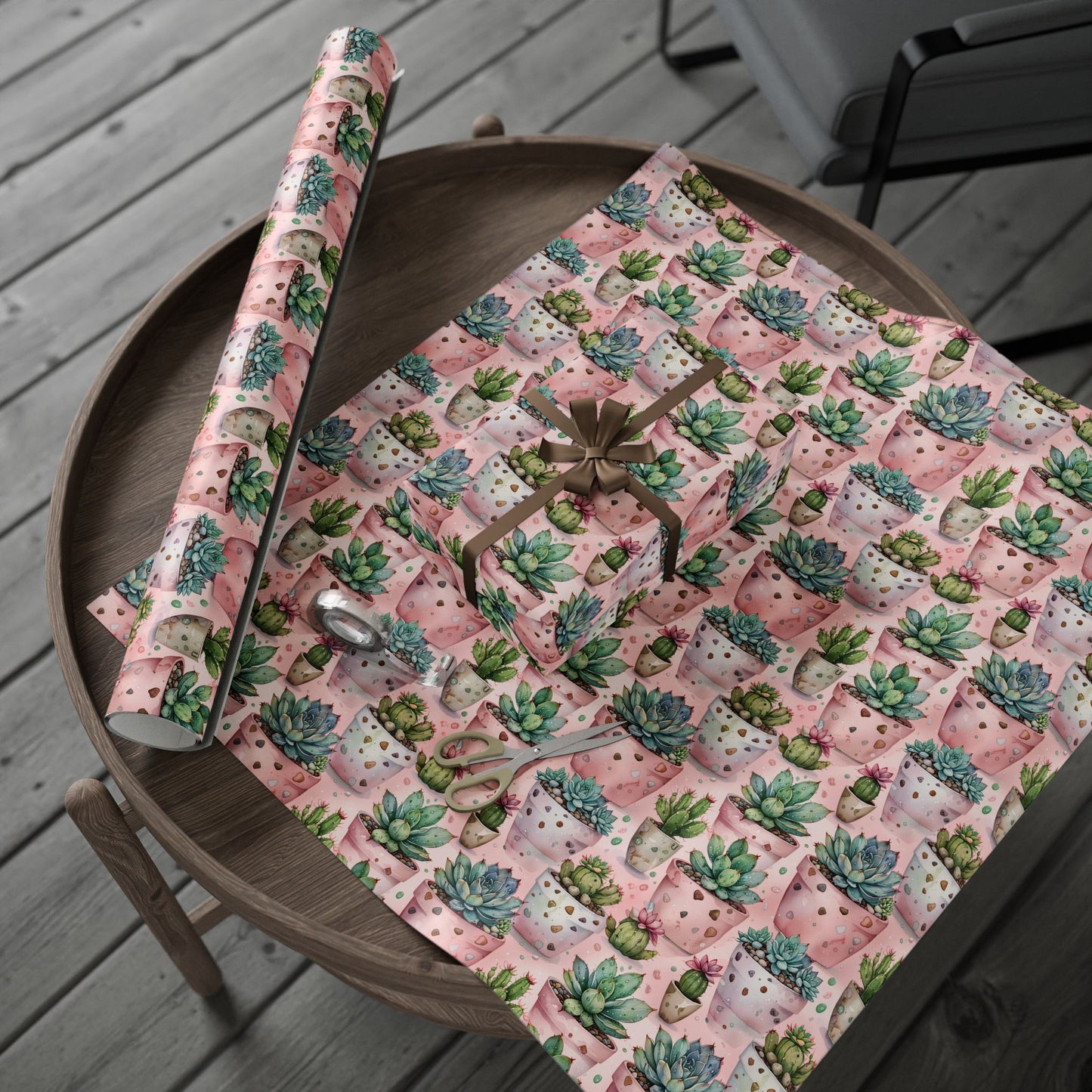 Pink Succulent Plant Gift Wrap