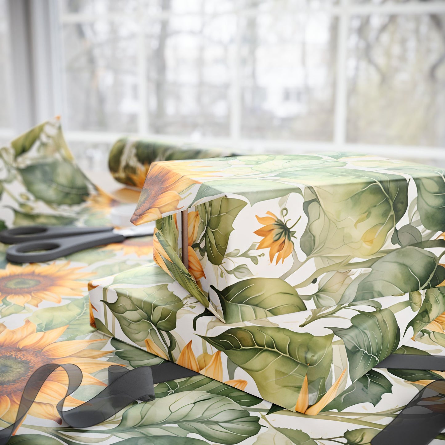 Cheerful Sunflower Patterned Gift Wrap