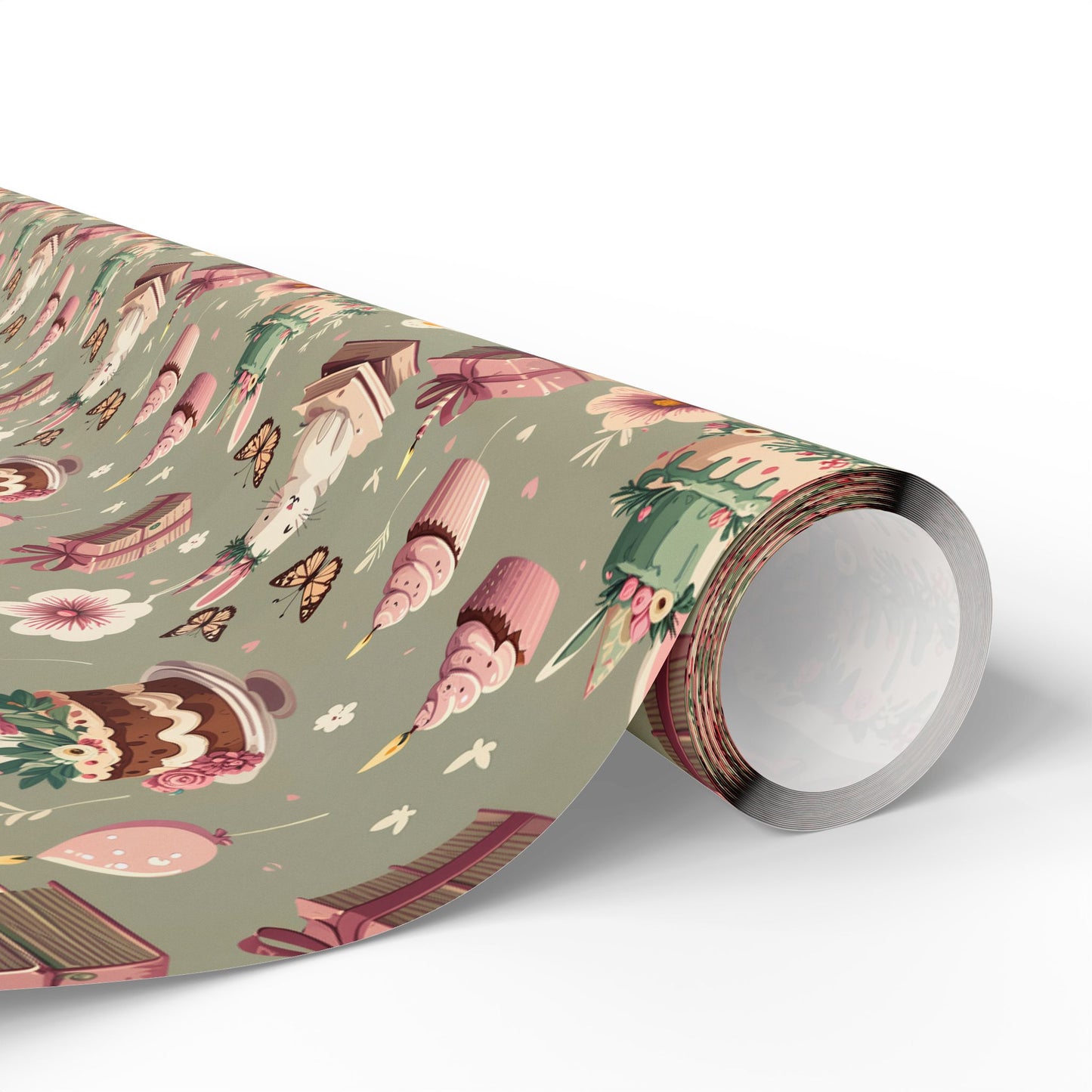 Festive Bunny & Cake Wrapping Paper Roll