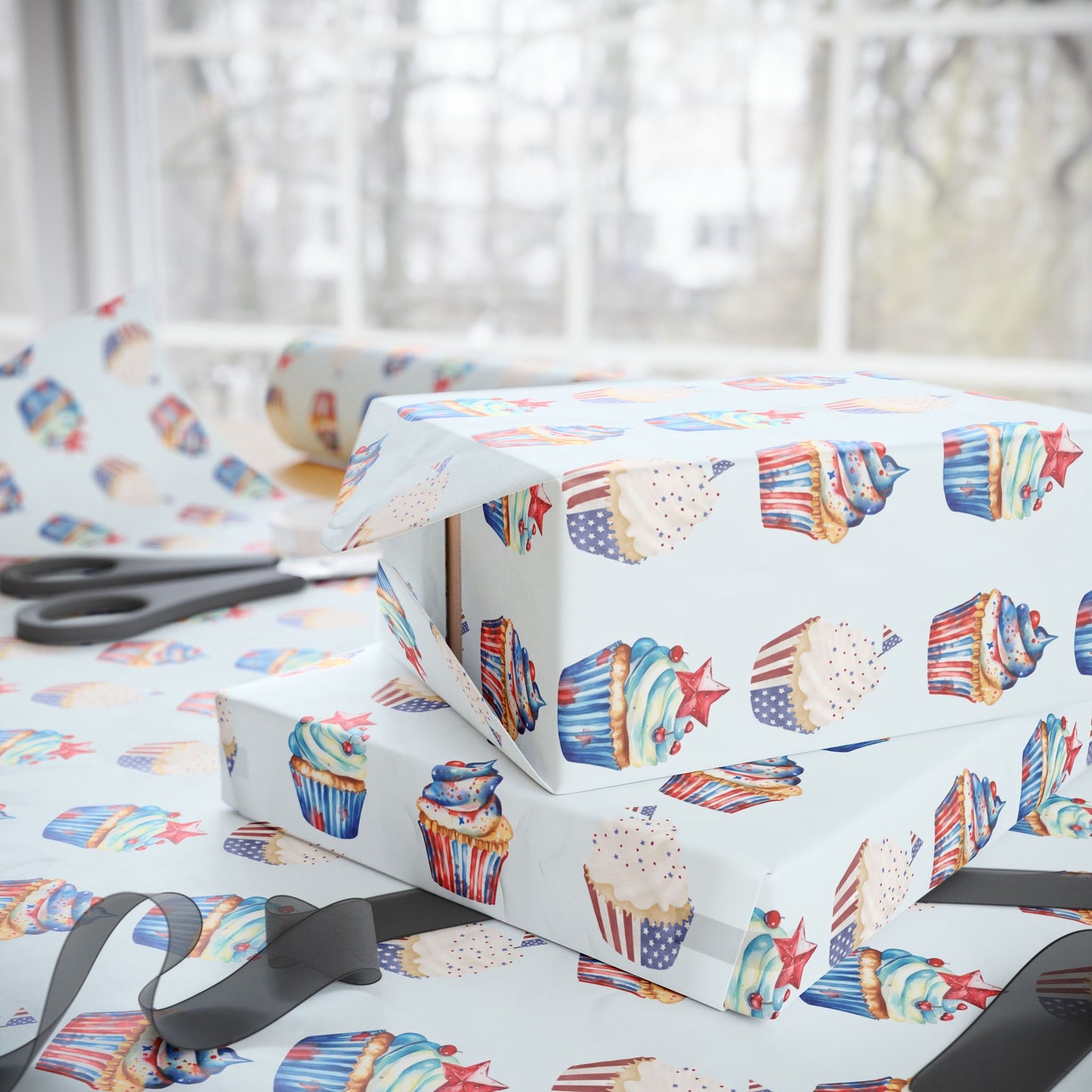 Festive 4th of July Cupcake Wrapping Paper