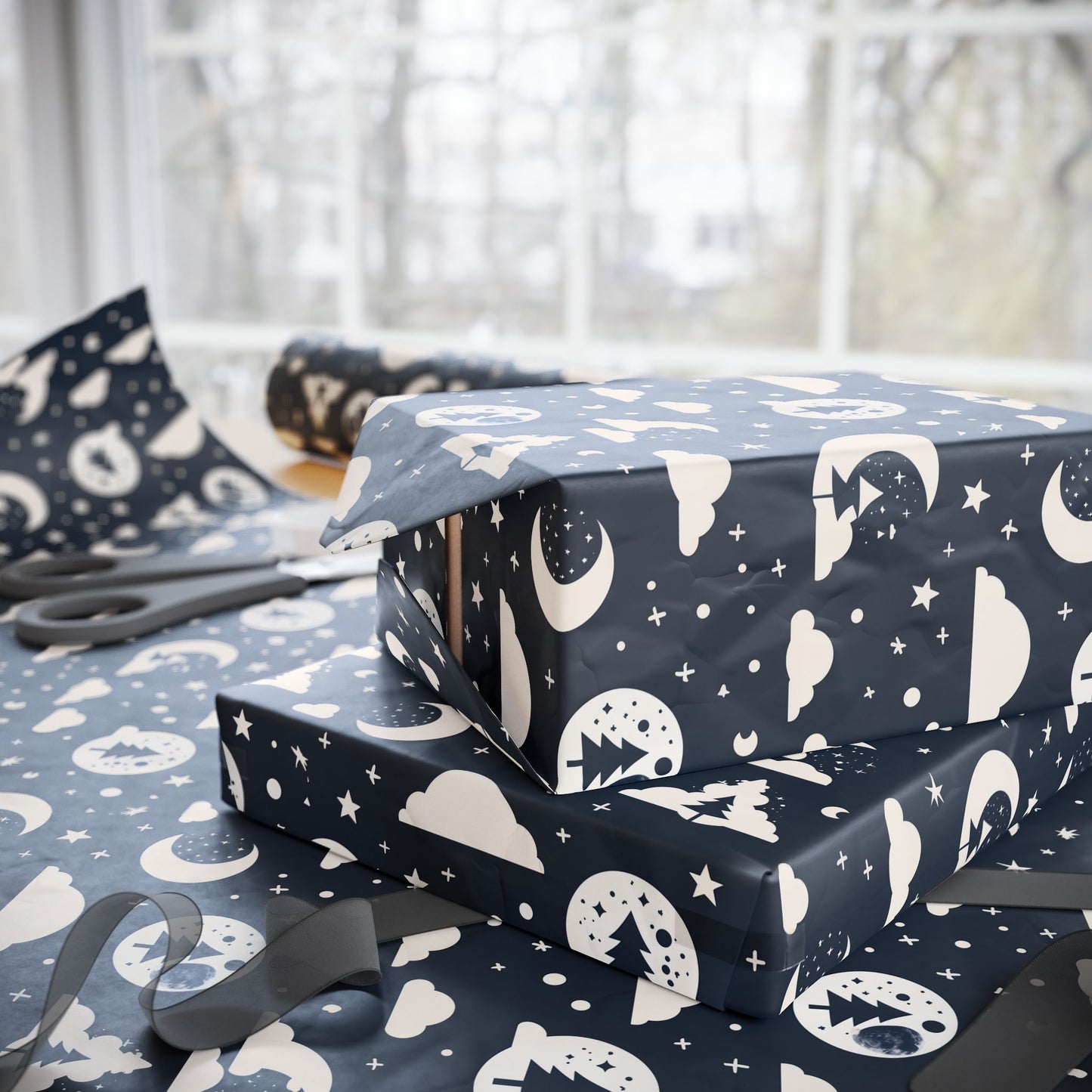 Wrapping Paper - Midnight Pines and Stars Wrapping Paper
