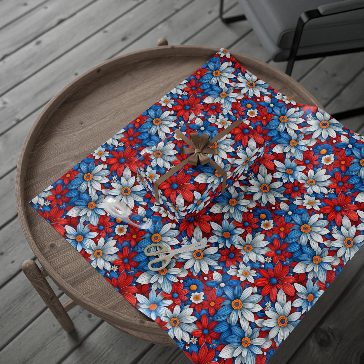 Red White Blue Daisy Floral Design