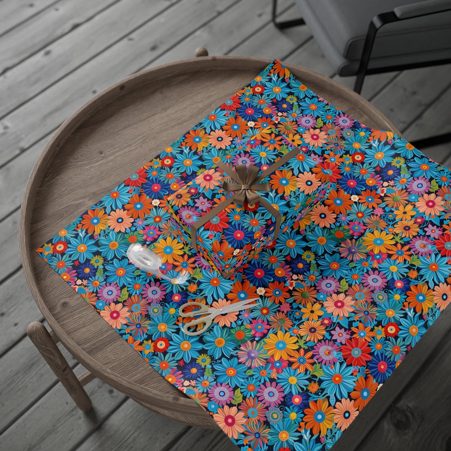 Botanical Colorful Flowers Gift Wrap Roll for Birthday