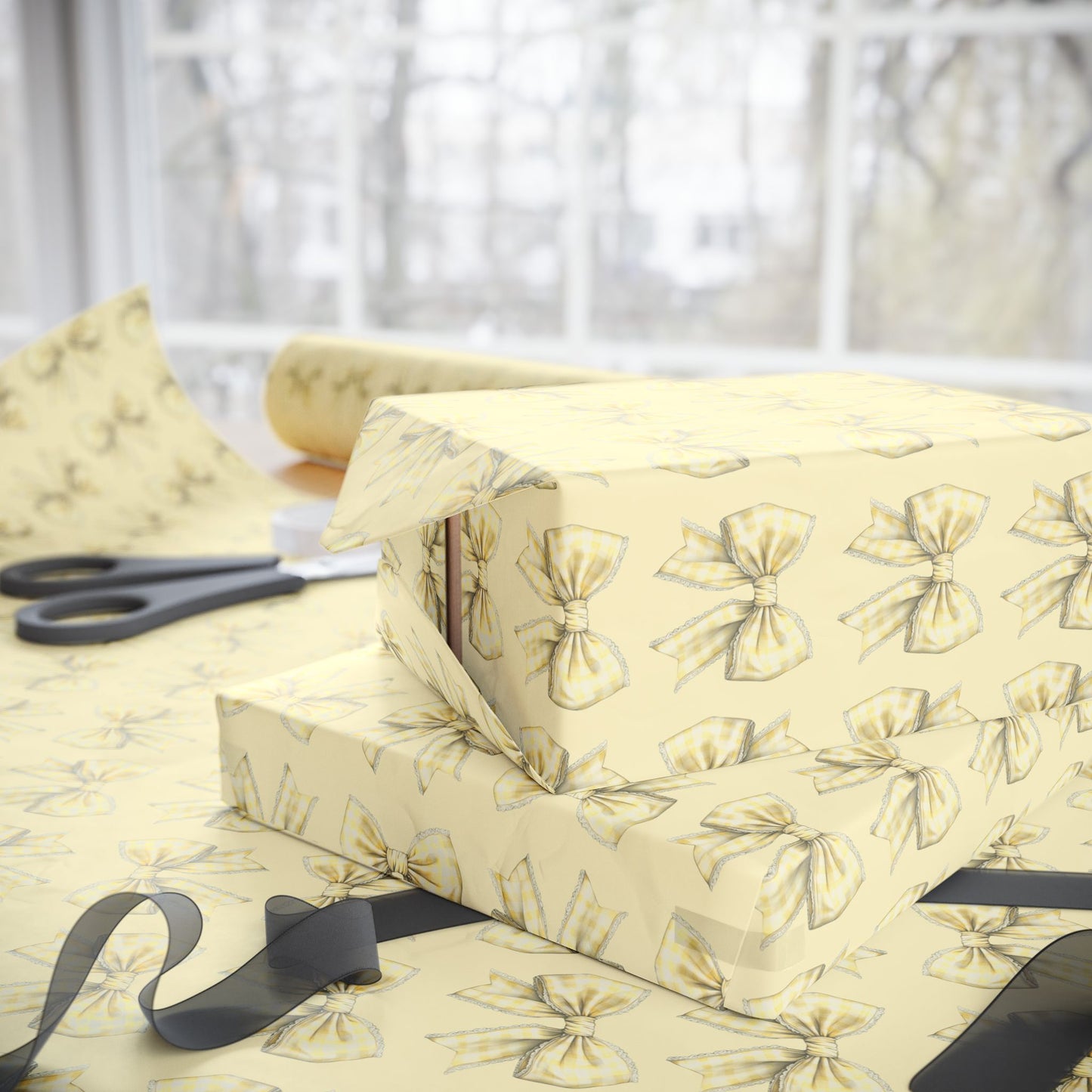 Charming Yellow Bow Gift Wrap Set
