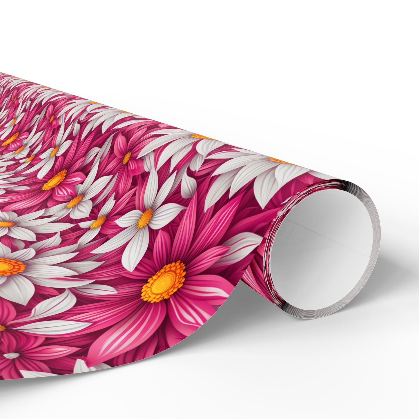 Pink & White Daisy Floral Gift Wrap Paper